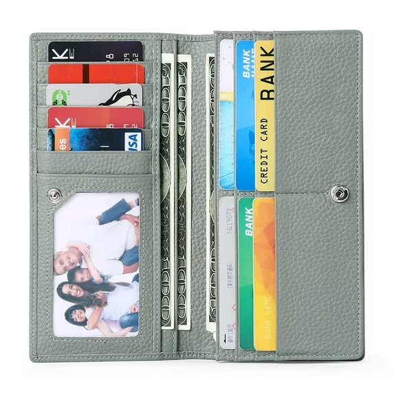 Sendefn Wallets for Women RFID Blocking Ultra Slim Real Leather Credit Card Holder Clutch