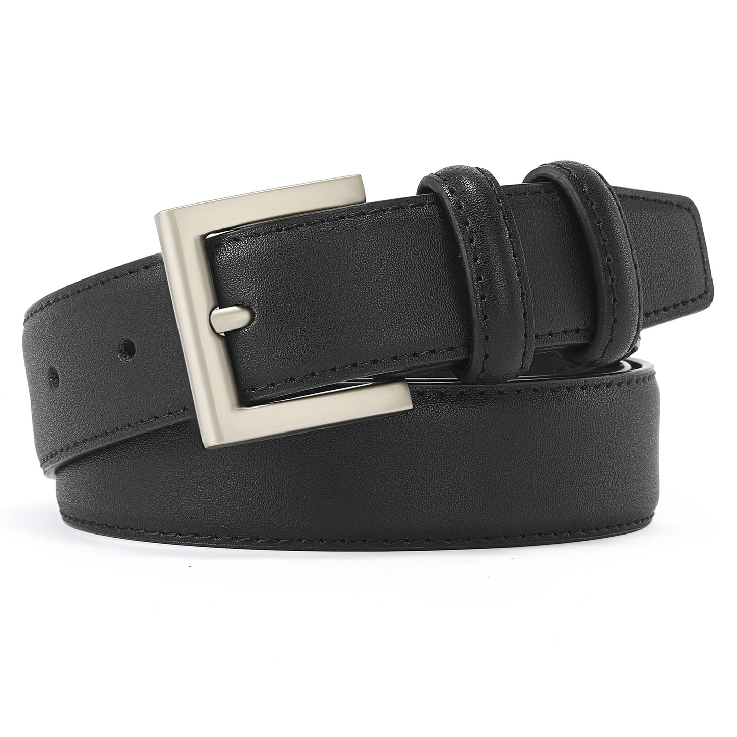 SENDEFN Women's Slim Casual Leather Belt Regular Size Polished Buckle for Jeans Pants
