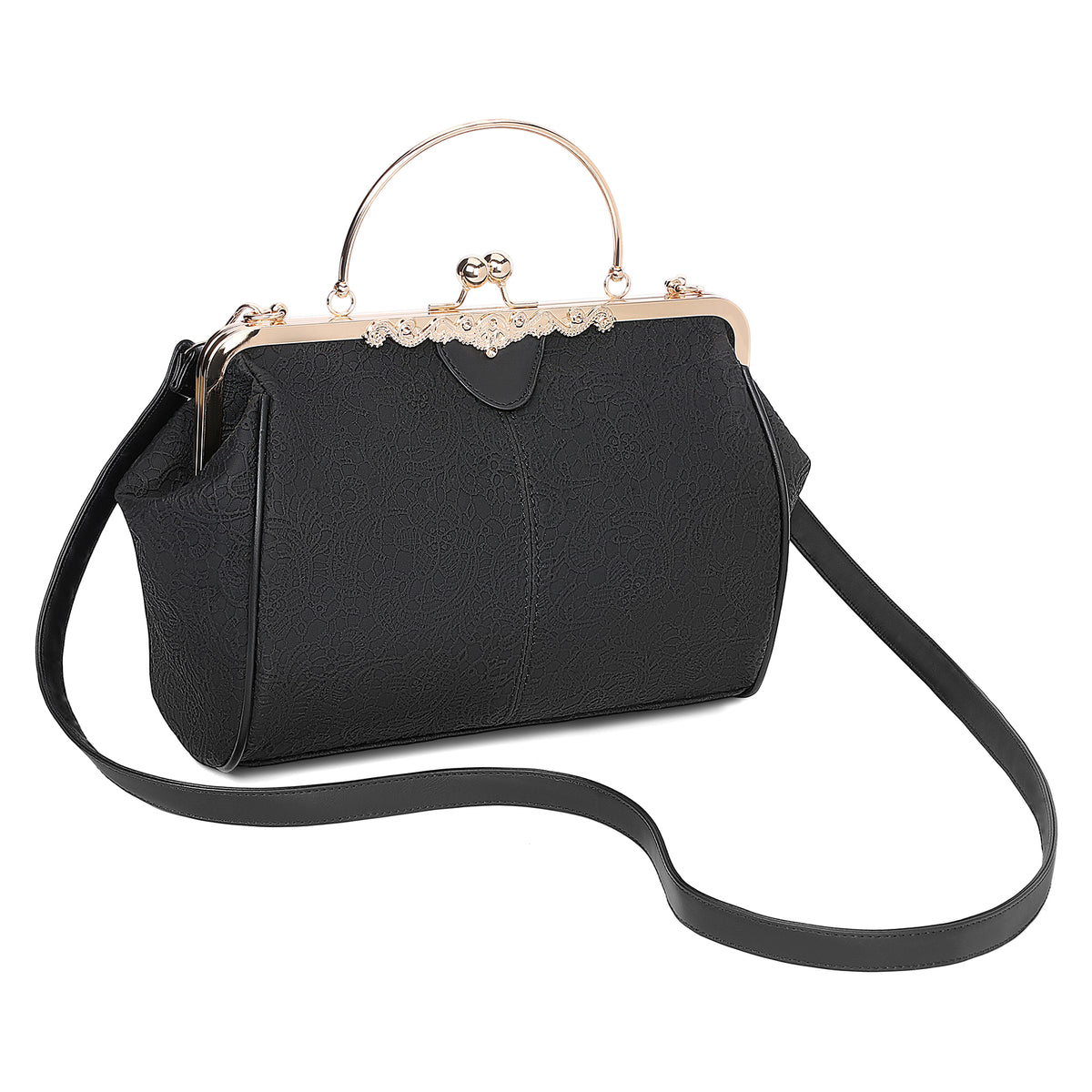 SENDEFN Handbag for Women Shoulder Bag Kiss Lock Medium Top Handle Satchel Purse Retro Crossbody Bag