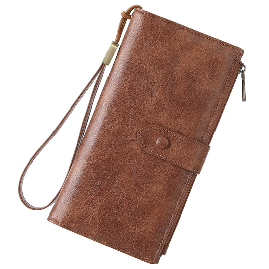 SENDEFN Women Genuine Leather Wallet Large Capacity Bifold RFID Blocking Card Holder with Zipper Coin Pocket
