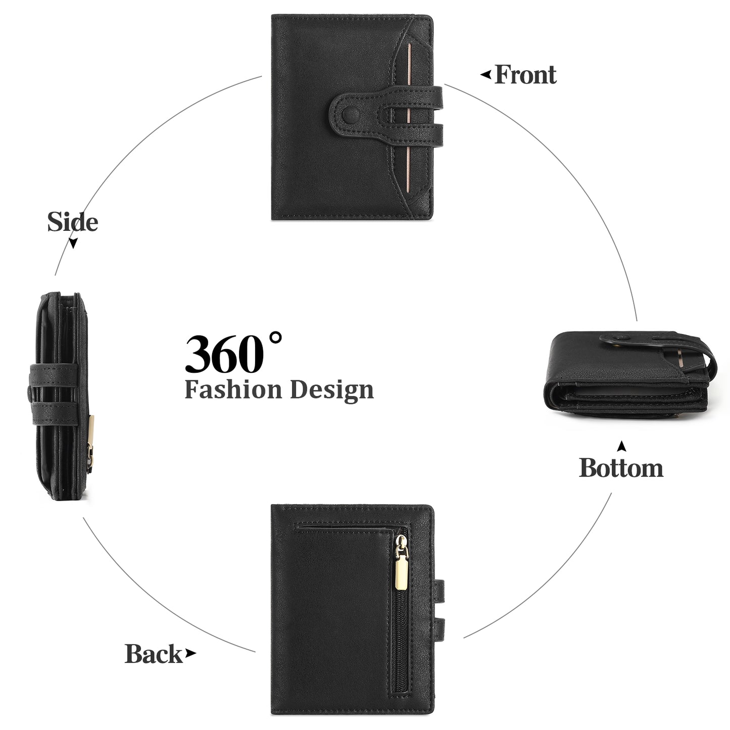 SENDEFN Leather Wallet for Men RFID Blocking Large Capacity Bifold Wallet Minimalist Back Pocket Wallets for Men with Zipper Coin Pocket