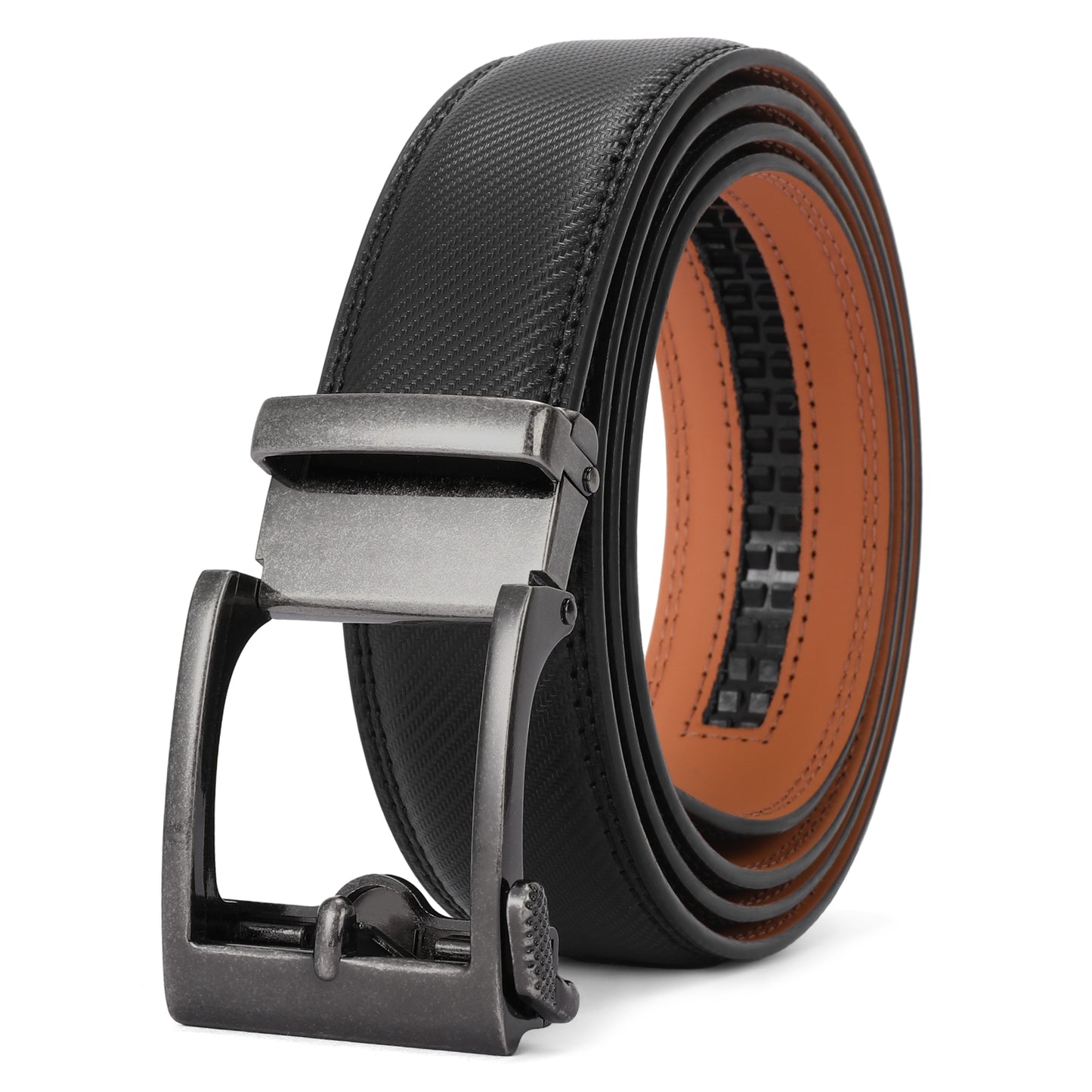 SENDEFN Mens Ratchet Belt Leather 1 3/8'' Adjustable Belts for Mens Dress Casual Jeans Comfort Trim to Fit with Gift Box