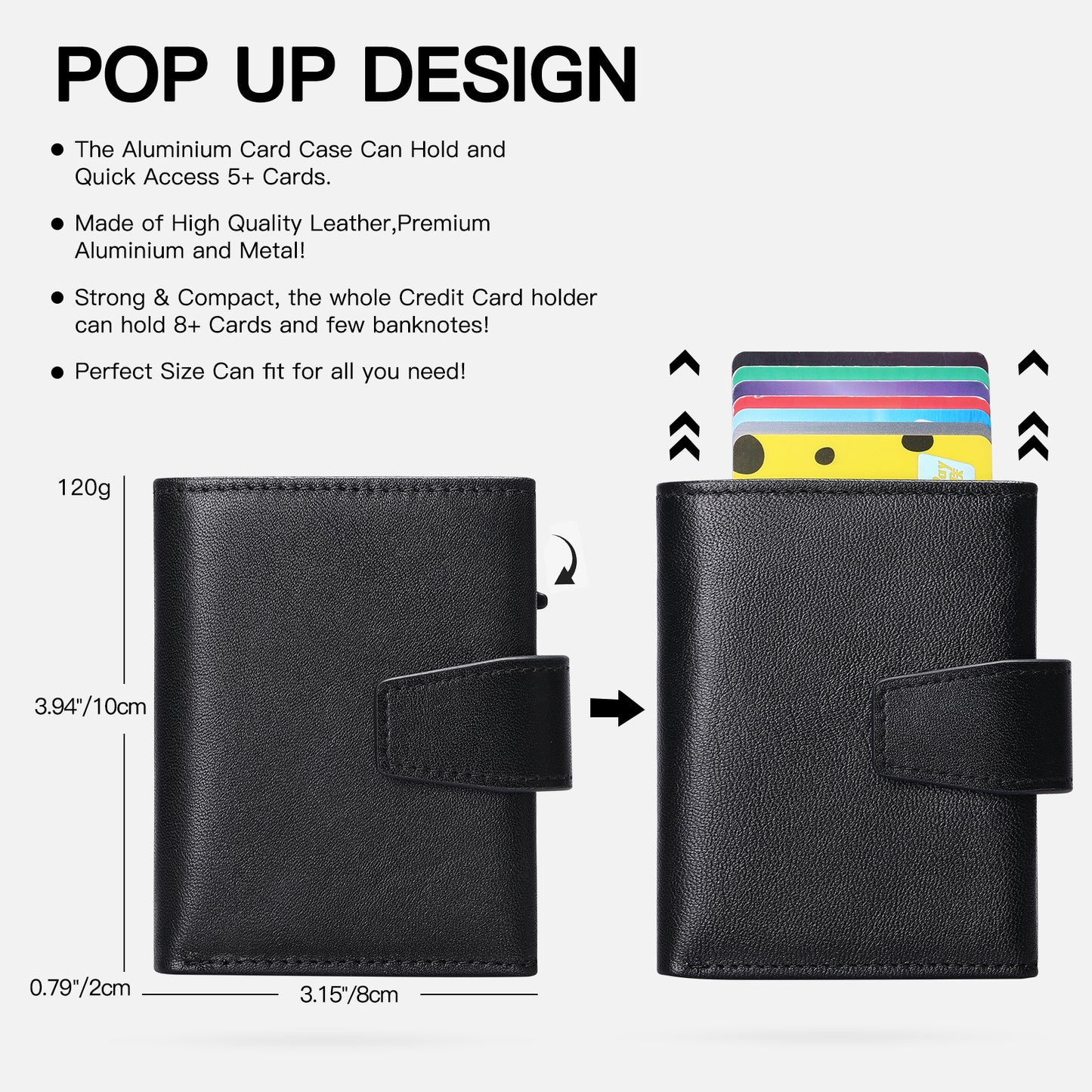 Sendefn Pop up Wallet for Men Card Holder RFID Blocking Leather Wallets Minimalist Card Case with Coin Pocket