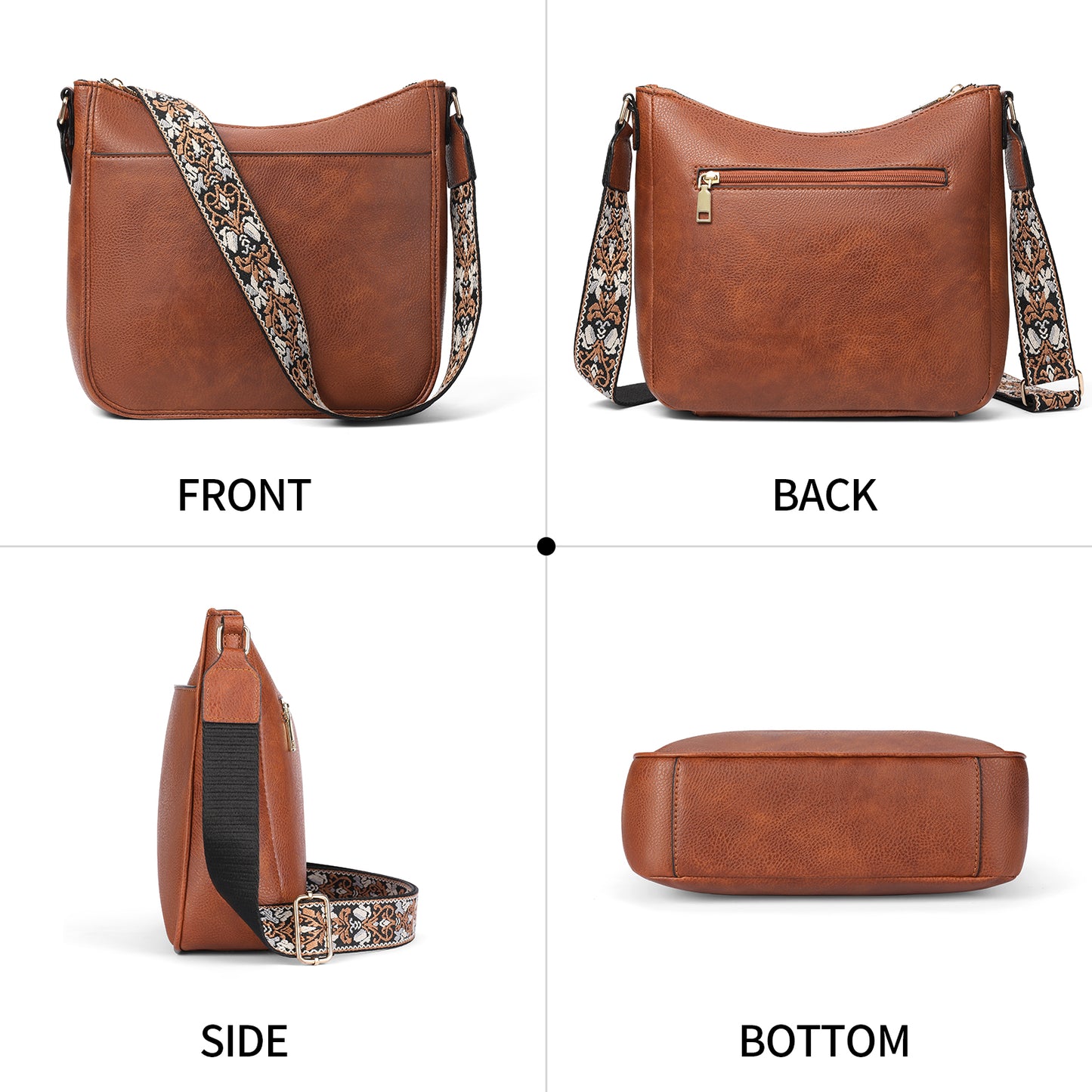 SENDEFN Women's Shoulder Bag, Medium Handbag, Women's Leather Crossbody Bags with Adjustable Coloured Strap