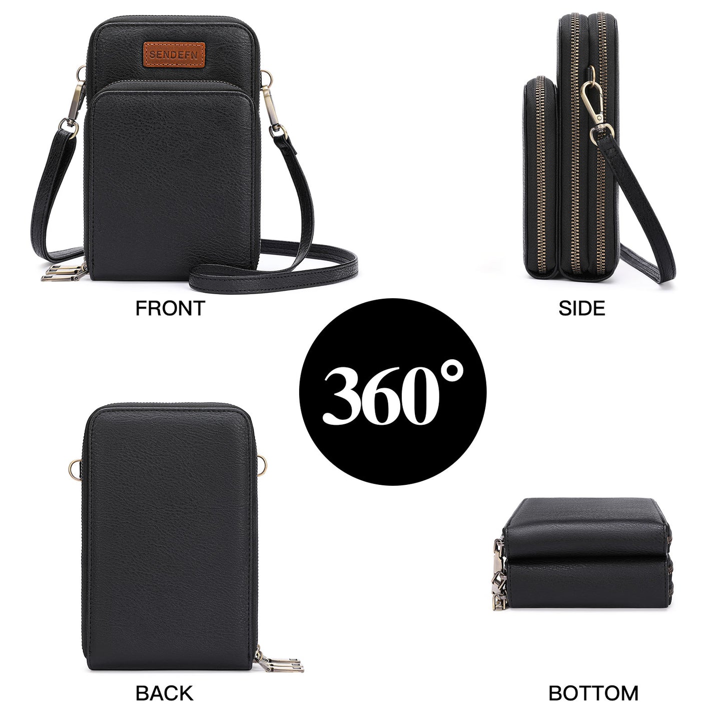 SENDEFN Vegan Leather Small Crossbody Bags for Women Cell Phone Bag Purses Shoulder Bag with Adjustable Strap