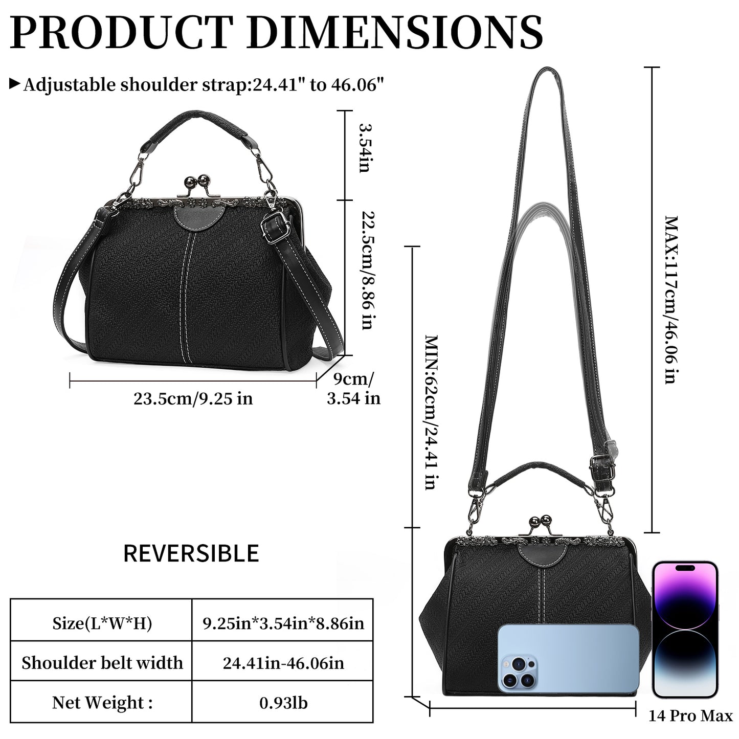 SENDEFN Handbag for Women Shoulder Bag Kiss Lock Medium Top Handle Satchel Purse Retro Crossbody Bag Evening Clutch Purses