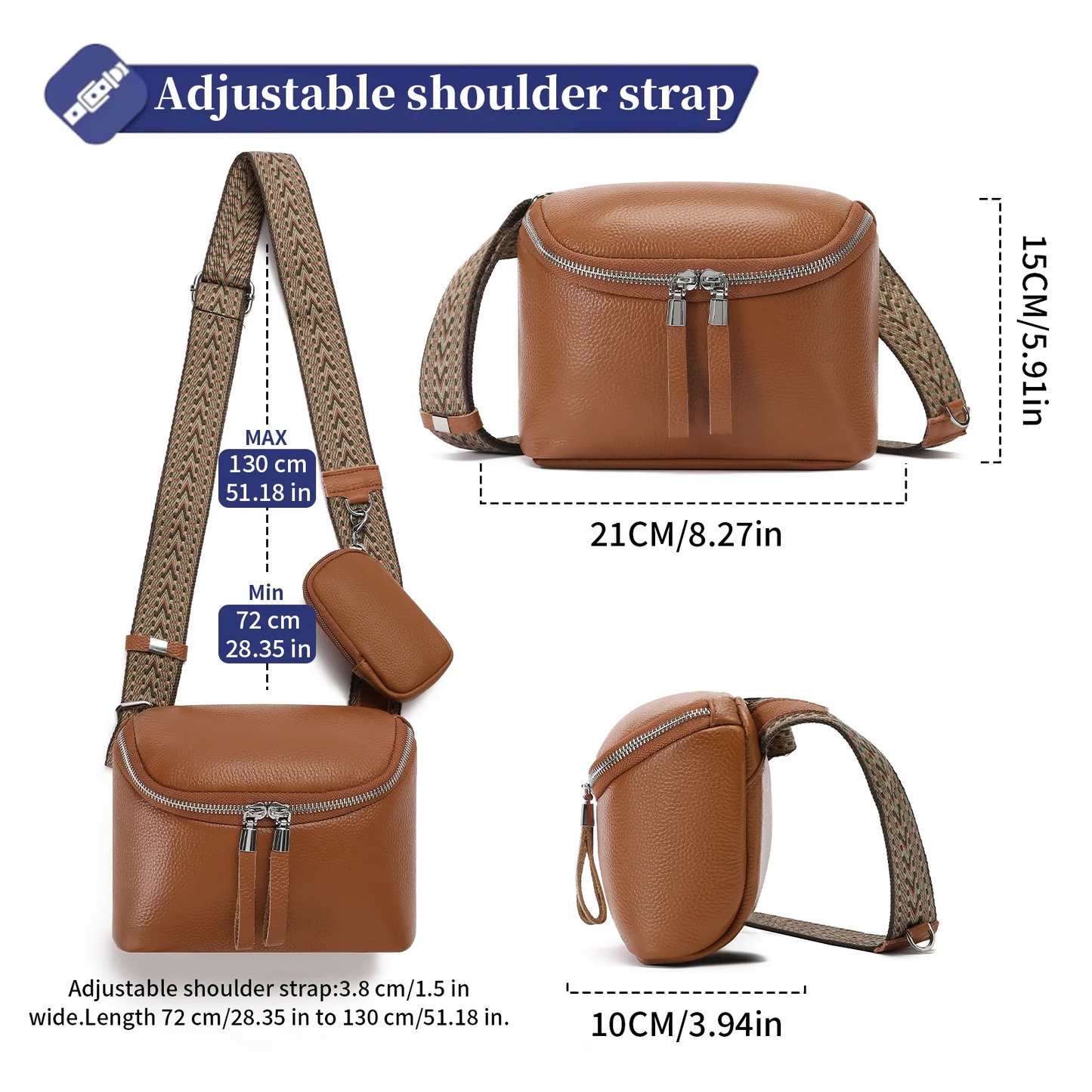 SENDEFN Crossbody Purses for Women Trendy,Leather Crossbody Bag,Women's Crossbody Travel Purse Adjustable Strap