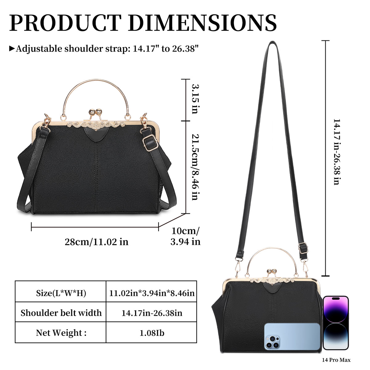 SENDEFN Handbag for Women Shoulder Bag Kiss Lock Medium Top Handle Satchel Purse Retro Crossbody Bag