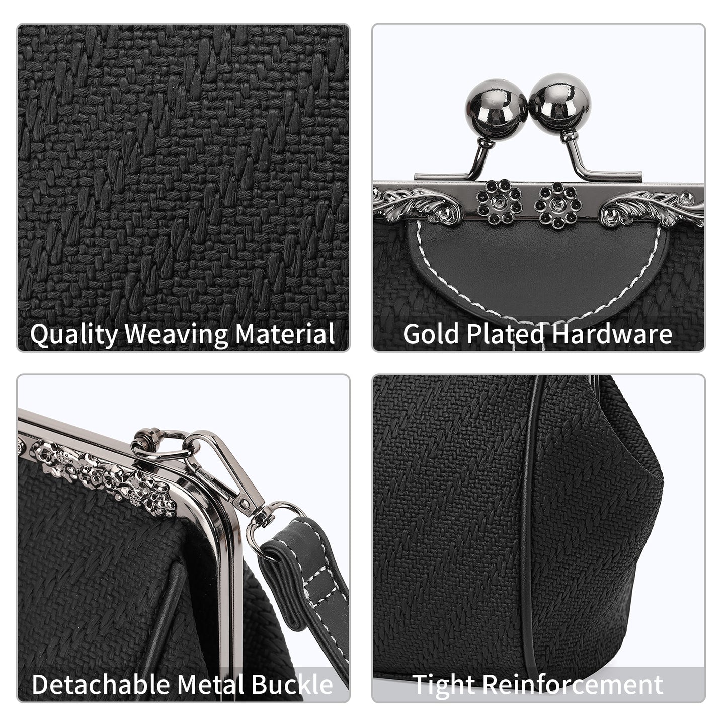 SENDEFN Handbag for Women Shoulder Bag Kiss Lock Medium Top Handle Satchel Purse Retro Crossbody Bag Evening Clutch Purses