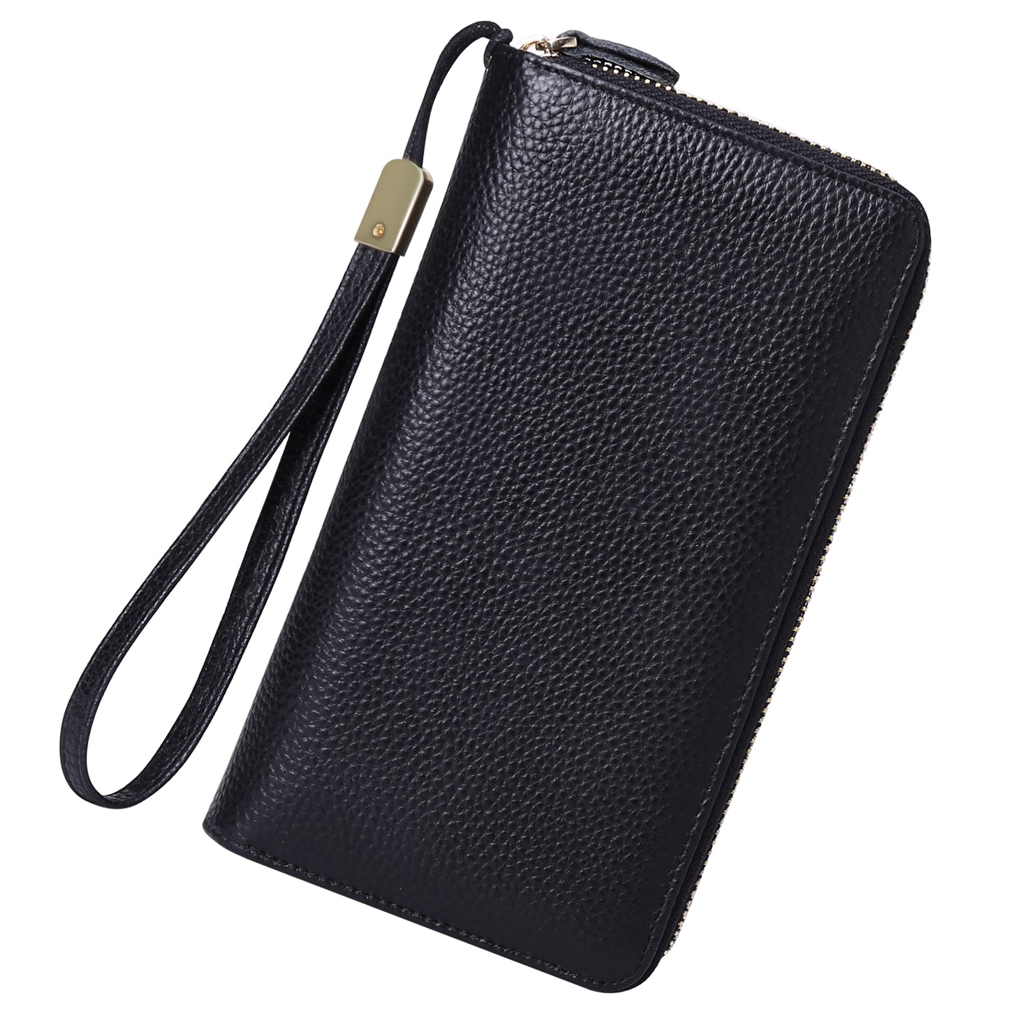Sendefn RFID Blocking Leather Zip Wallet for Women Credit Card Cluch Holder Phone Wristlet Wallet