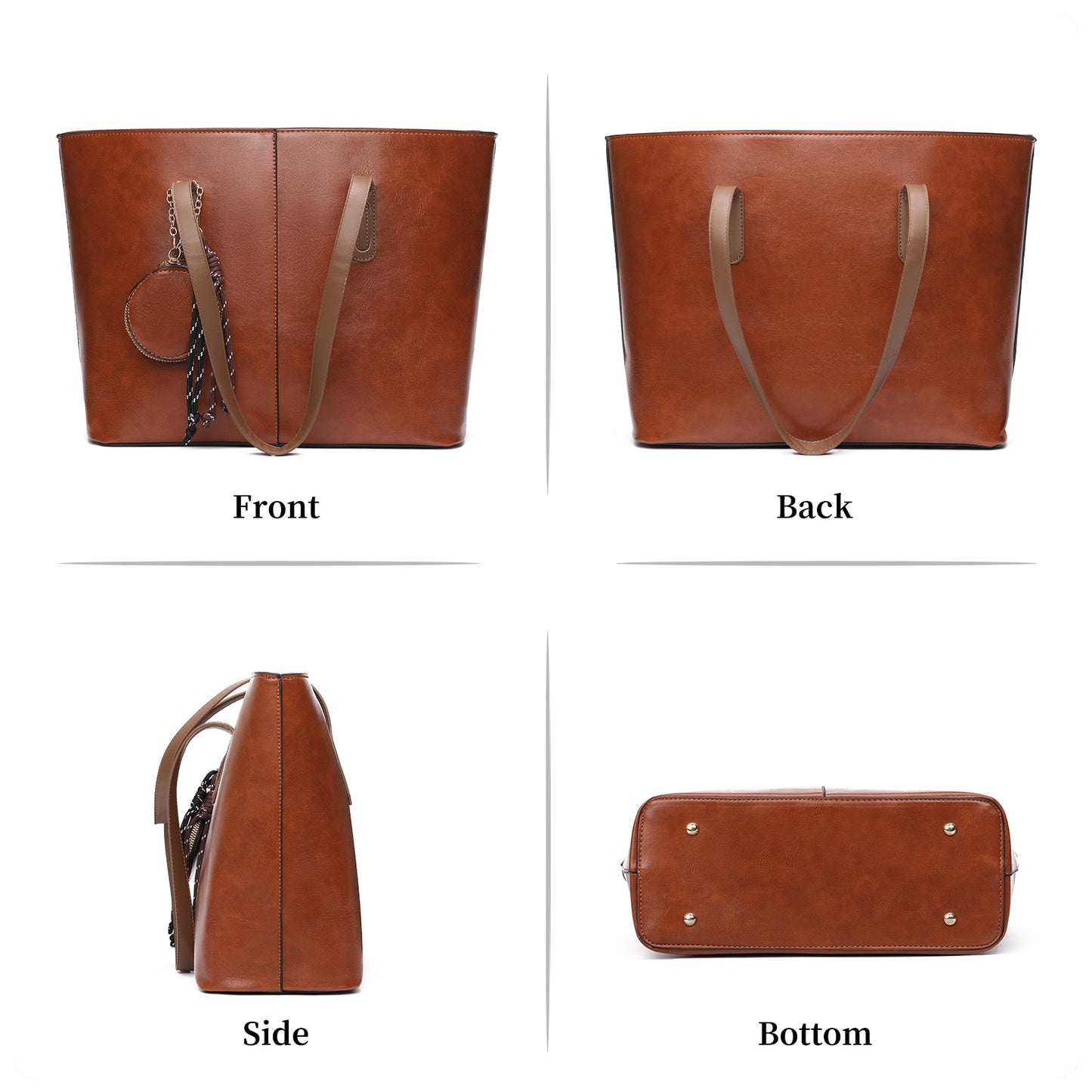 SENDEFN Tote Bags with Zipper Leather Purses and Handbags for Women Large Hobo Shoulder Bag