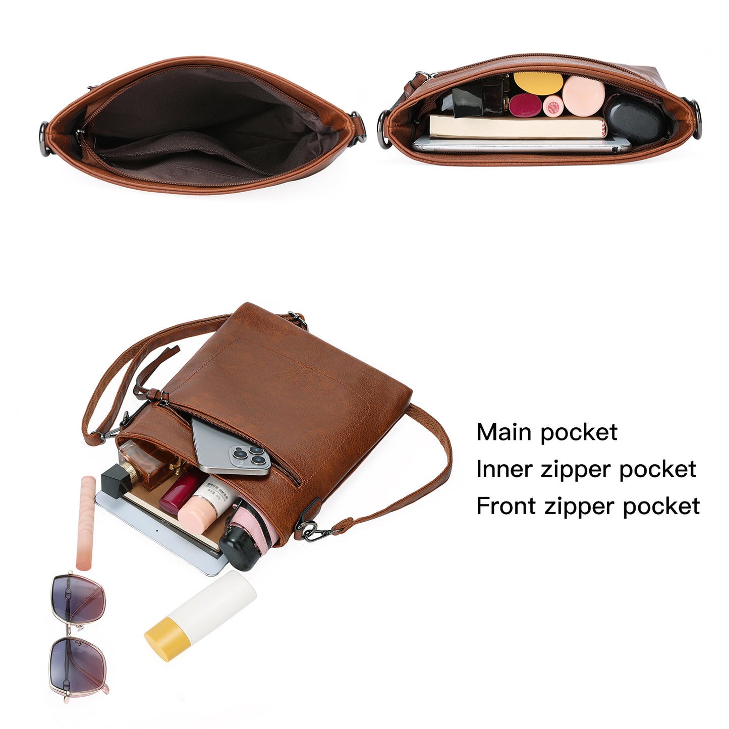 SENDEFN Real Leather Purse for Women Crossbody Bag Travel Shoulder Handbag Vintage Tassel Zipper