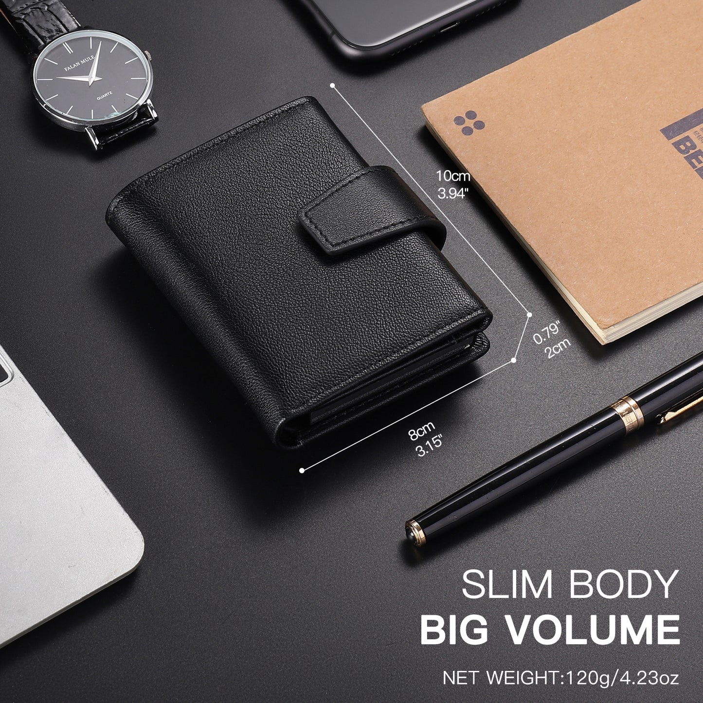 Sendefn Pop up Wallet for Men Card Holder RFID Blocking Leather Wallets Minimalist Card Case with Coin Pocket