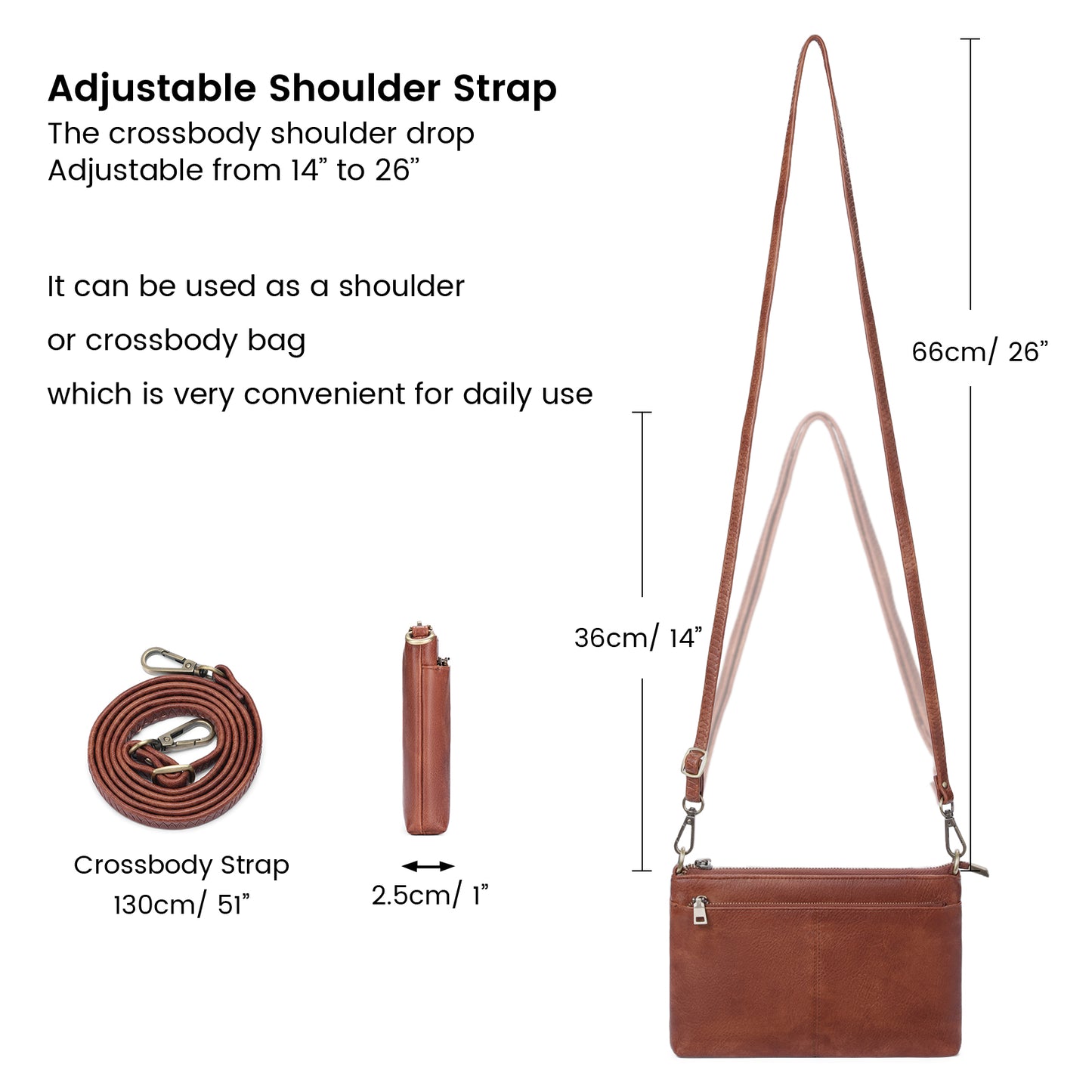 SENDEFN Small Crossbody Bags for Women Trendy Clutch Purse PU Leather Shoulder Bags with Adjustable Strap