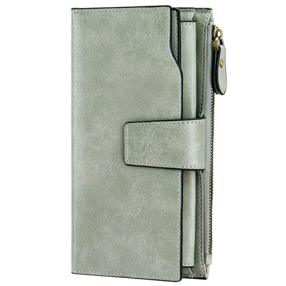Sendefn Women Leather Wallets RFID Blocking Clutch Card Holder Ladies Purse with Zipper Pocket