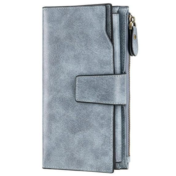 Sendefn Women Leather Wallets RFID Blocking Clutch Card Holder Ladies Purse with Zipper Pocket