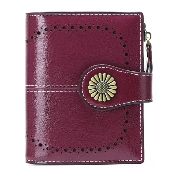 Sendefn Small Women Wallet Genuine Leather Bifold Purse RFID Blocking Card Holder