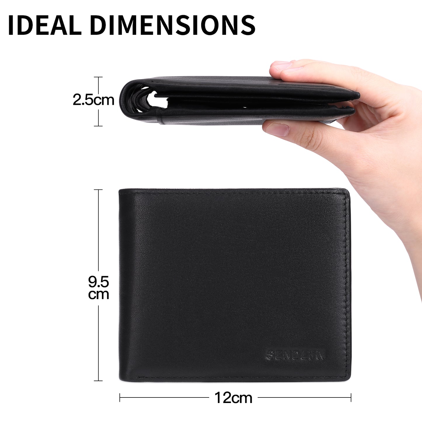 Sendefn Trifold Wallets for Men-RFID-Blocking Genuine Leather Wallet with 8 Card Slots