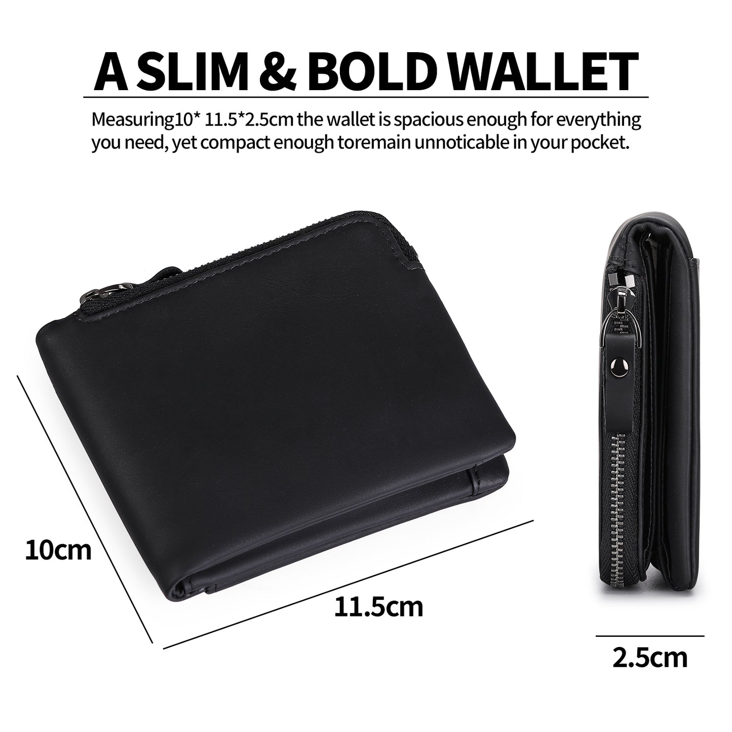 Sendefn Mens Wallet with RFID Blocking - Genuine Leather Slim Bifold Credit Card Holder for Men