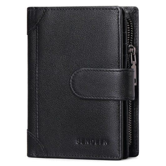 Sendefn Men's Wallet Genuine Leather Wallets for Men RFID Blocking Card Holder with Zipper Coin Purse