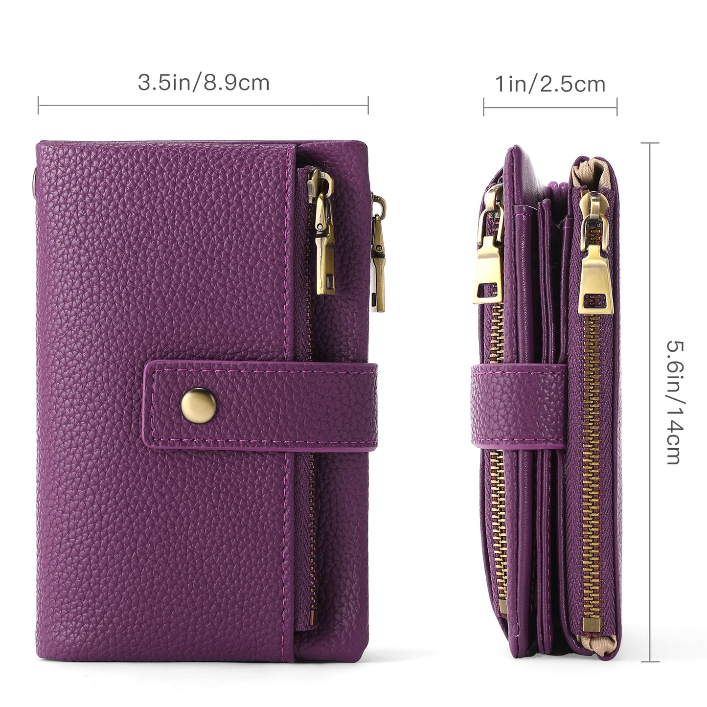 SENDEFN Small Womens Wallet Leather Bifold Card Holder RFID Blocking with Zipper Coin Pocket