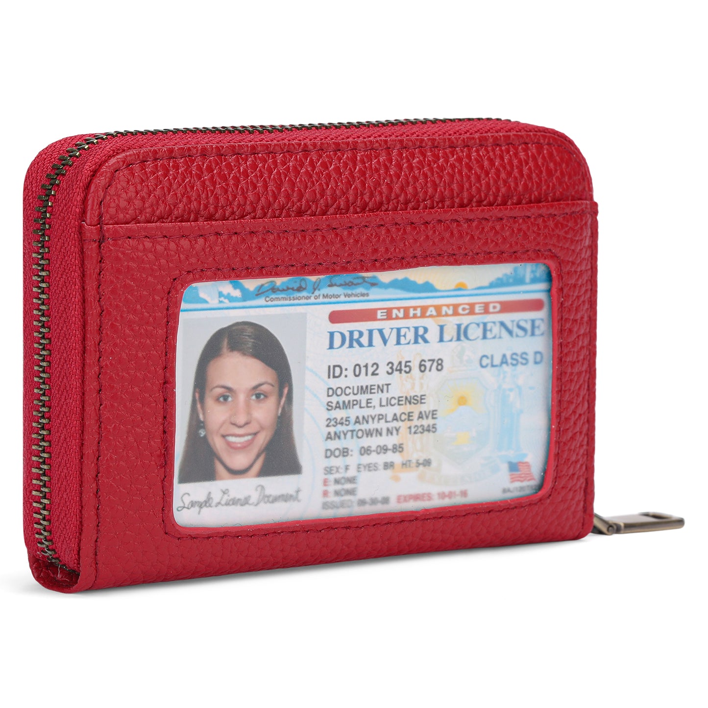 SENDEFN Leather Credit Card Holder Wallet for Women RFID Small Zipper Card Case with ID Window