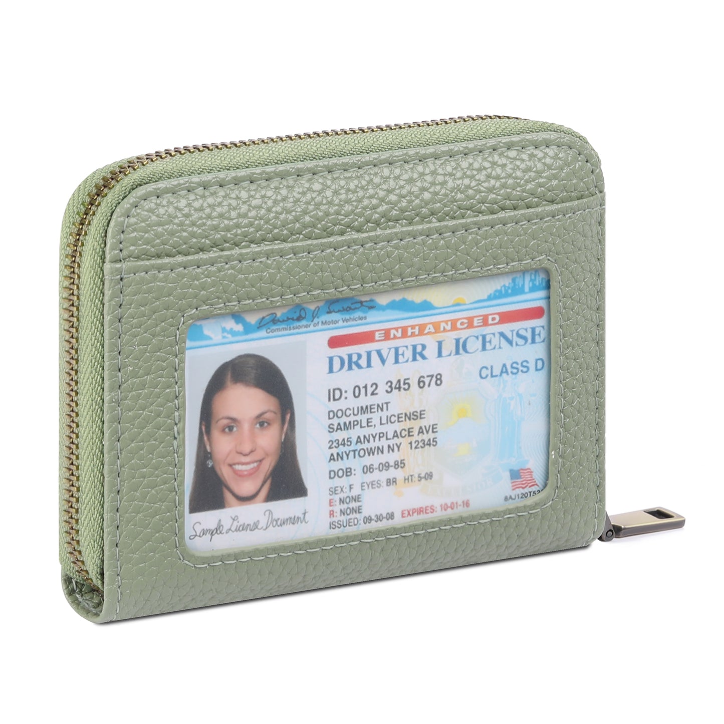 SENDEFN Leather Credit Card Holder Wallet for Women RFID Small Zipper Card Case with ID Window