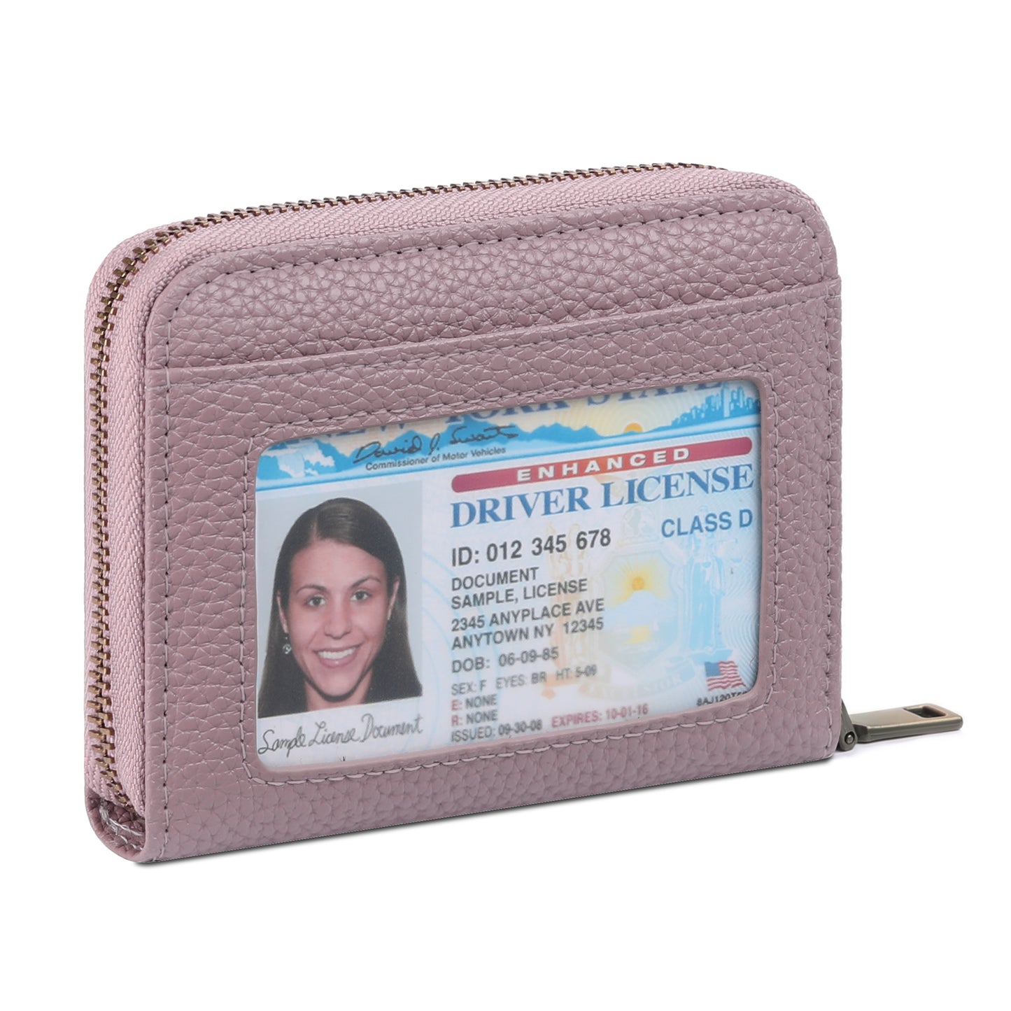 SENDEFN Leather Credit Card Holder Wallet for Women RFID Small Zipper Card Case with ID Window