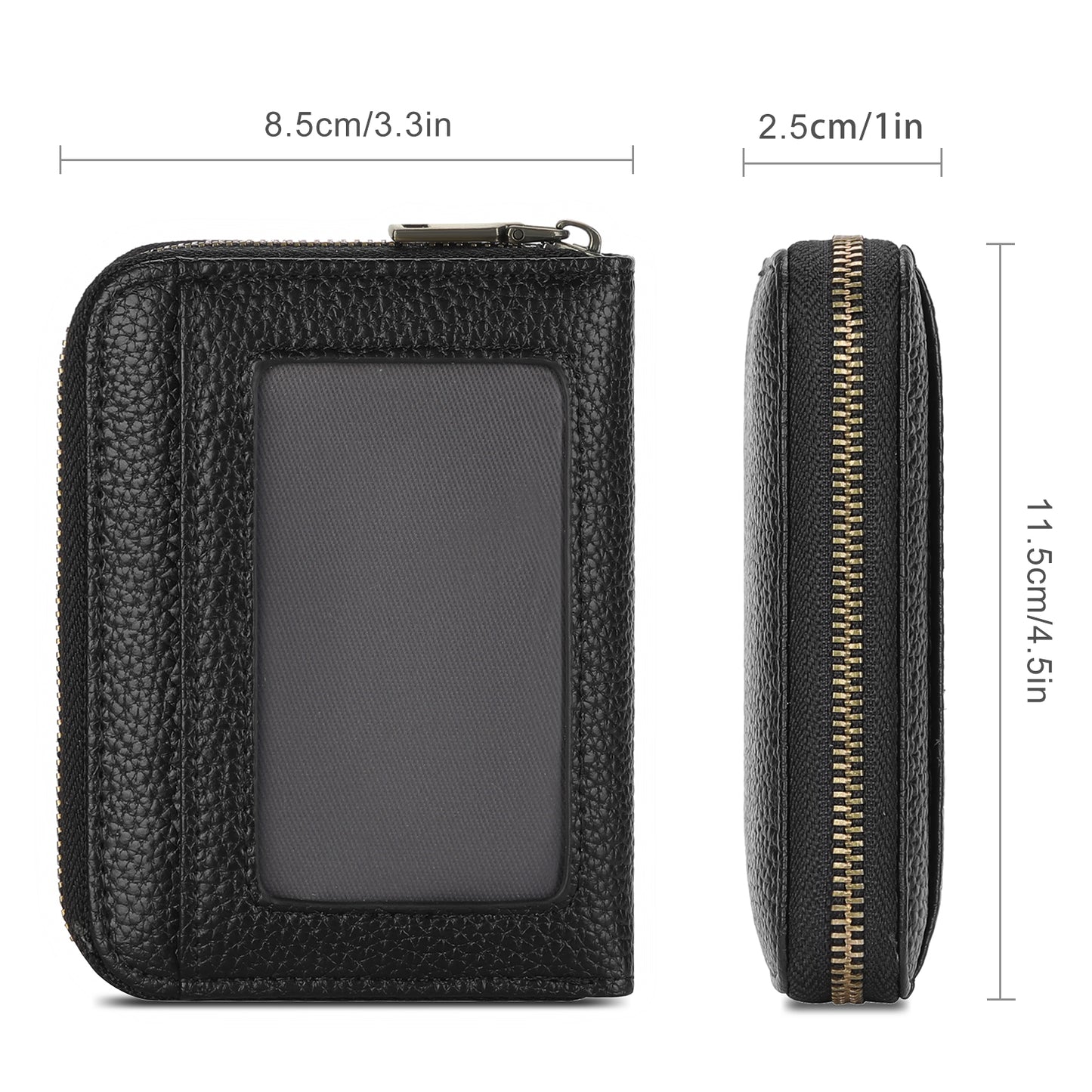 SENDEFN Leather Credit Card Holder Wallet for Women RFID Small Zipper Card Case with ID Window