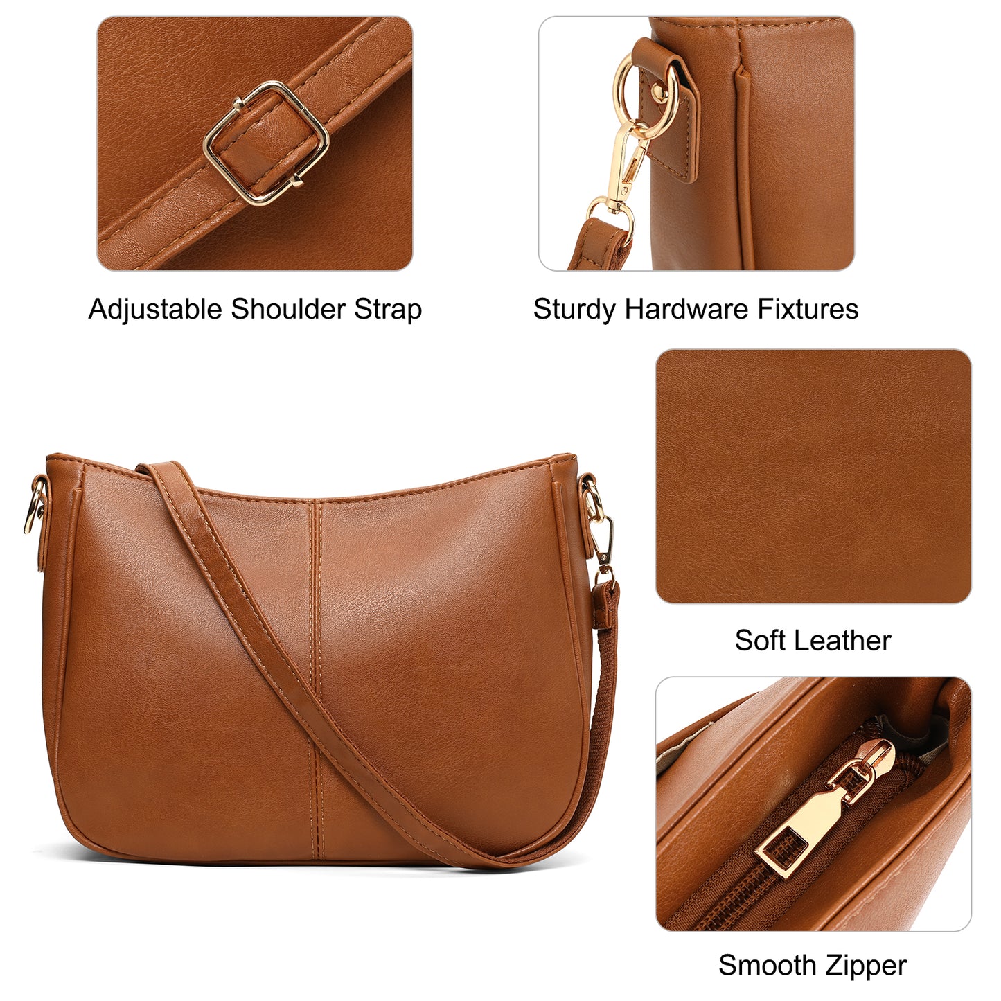 SENDEFN Small Shoulder Handbags for Women Waterproof Purse Soft Leather Crossbody Bags with Removable Shoulder Straps