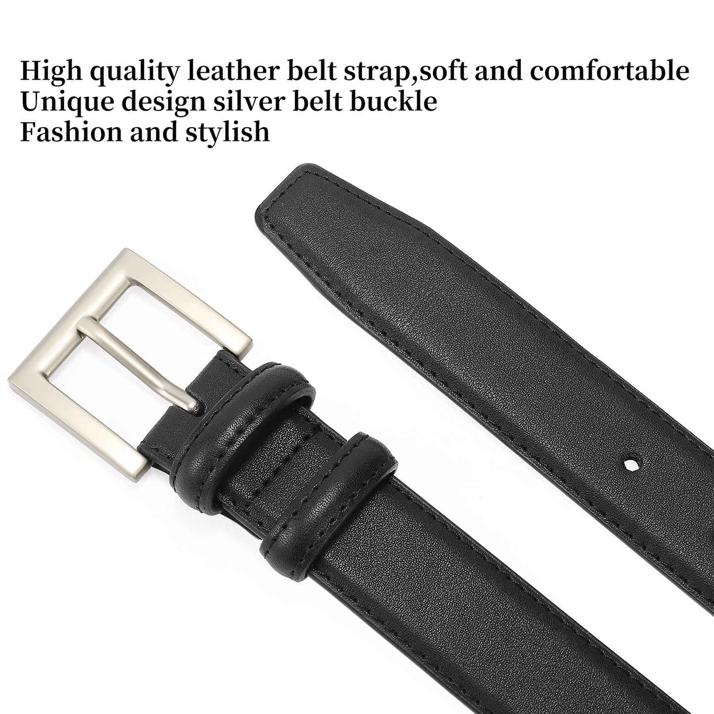 SENDEFN Women's Slim Casual Leather Belt Regular Size Polished Buckle for Jeans Pants