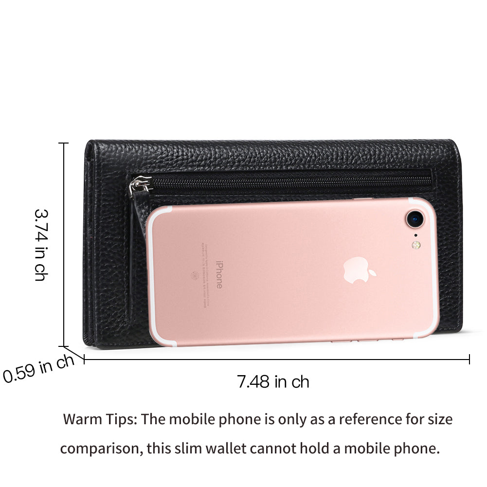 Sendefn Wallets for Women RFID Blocking Ultra Slim Real Leather Credit Card Holder Clutch