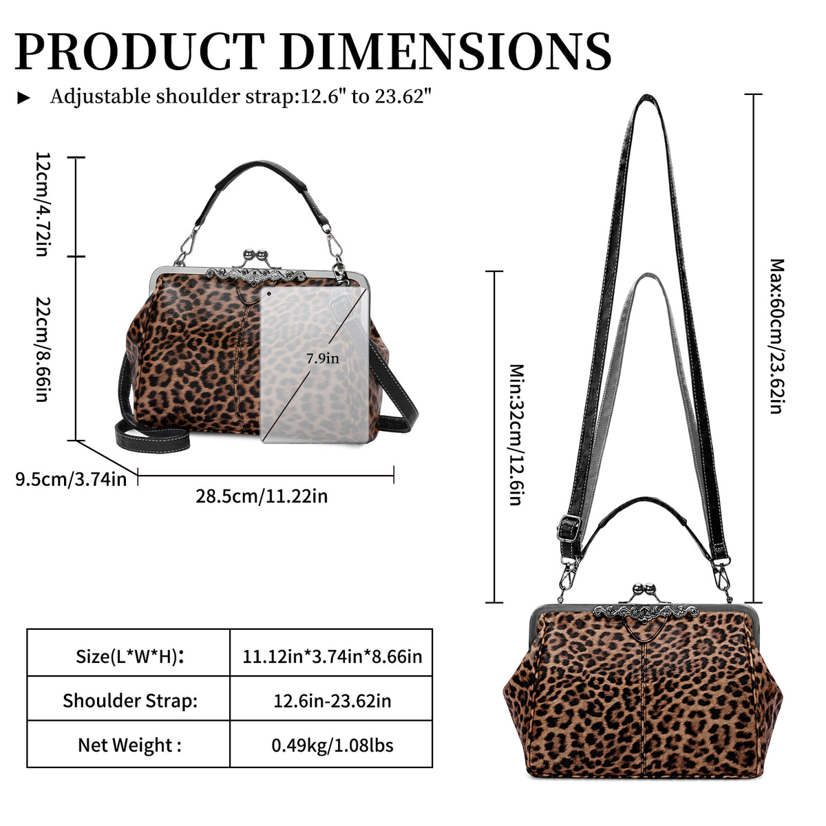 SENDEFN Handbag for Women Shoulder Bag Kiss Lock Medium Top Handle Satchel Purse Retro Crossbody Bag Evening Clutch Purses