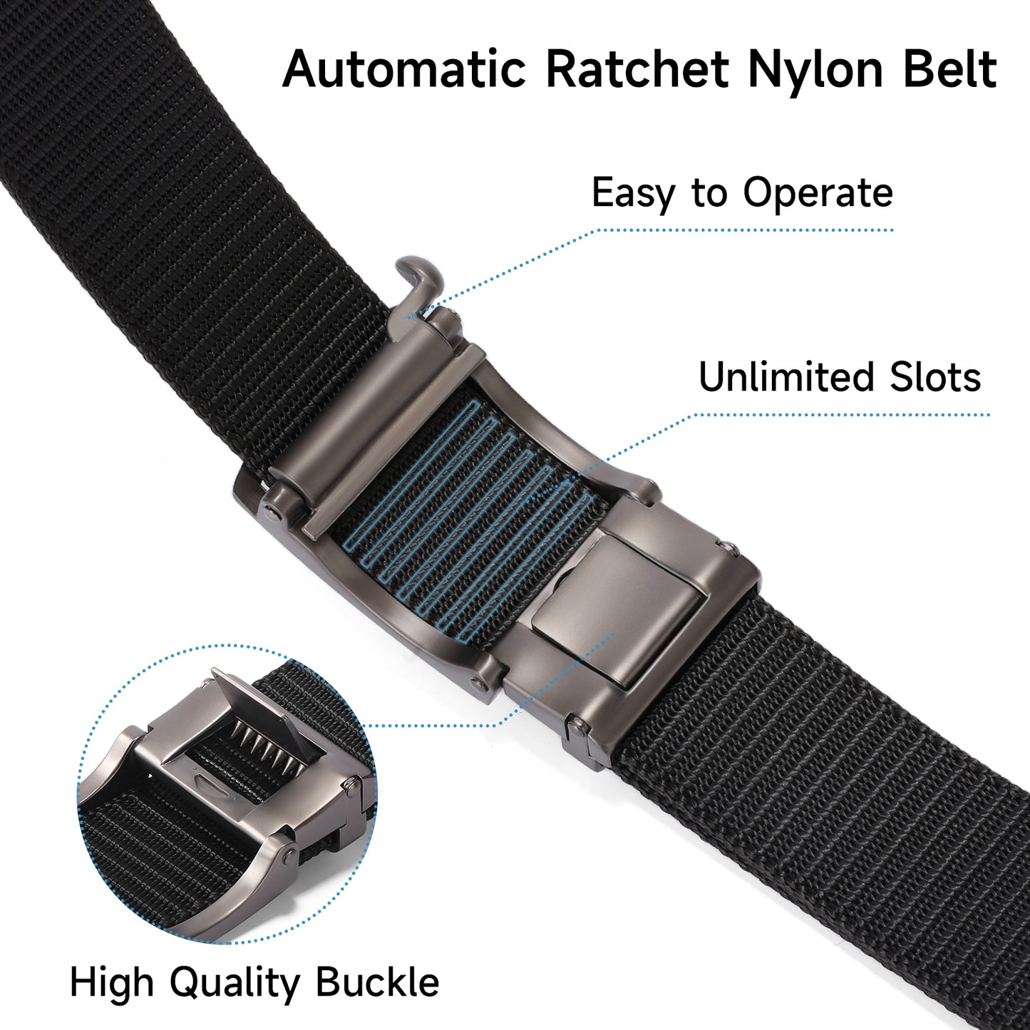 SENDEFN Ratchet Golf Belt for Men, Nylon Web Belt with Automatic Slide Buckle With Gift Box