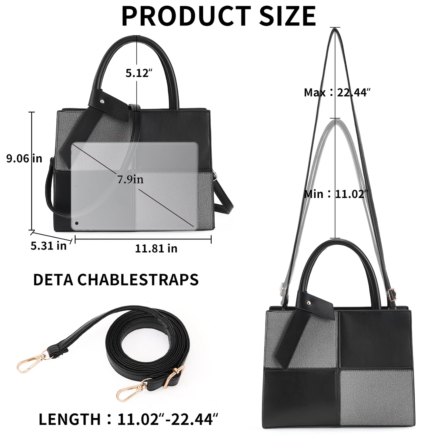 SENDEFN Women Fashion Handbags Tote Bags PU Leather Shoulder Bags Top Handle Satchel Purse Set 3pcs