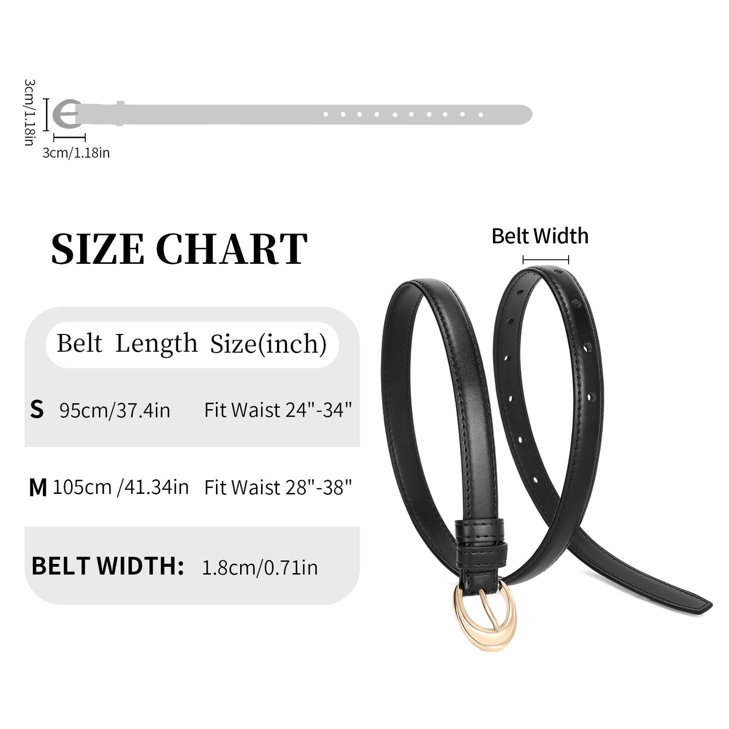SENDEFN 2 Pack Women Belts For Jeans Dresses Pants Ladies Leather Waist Belt with Gold Buckle