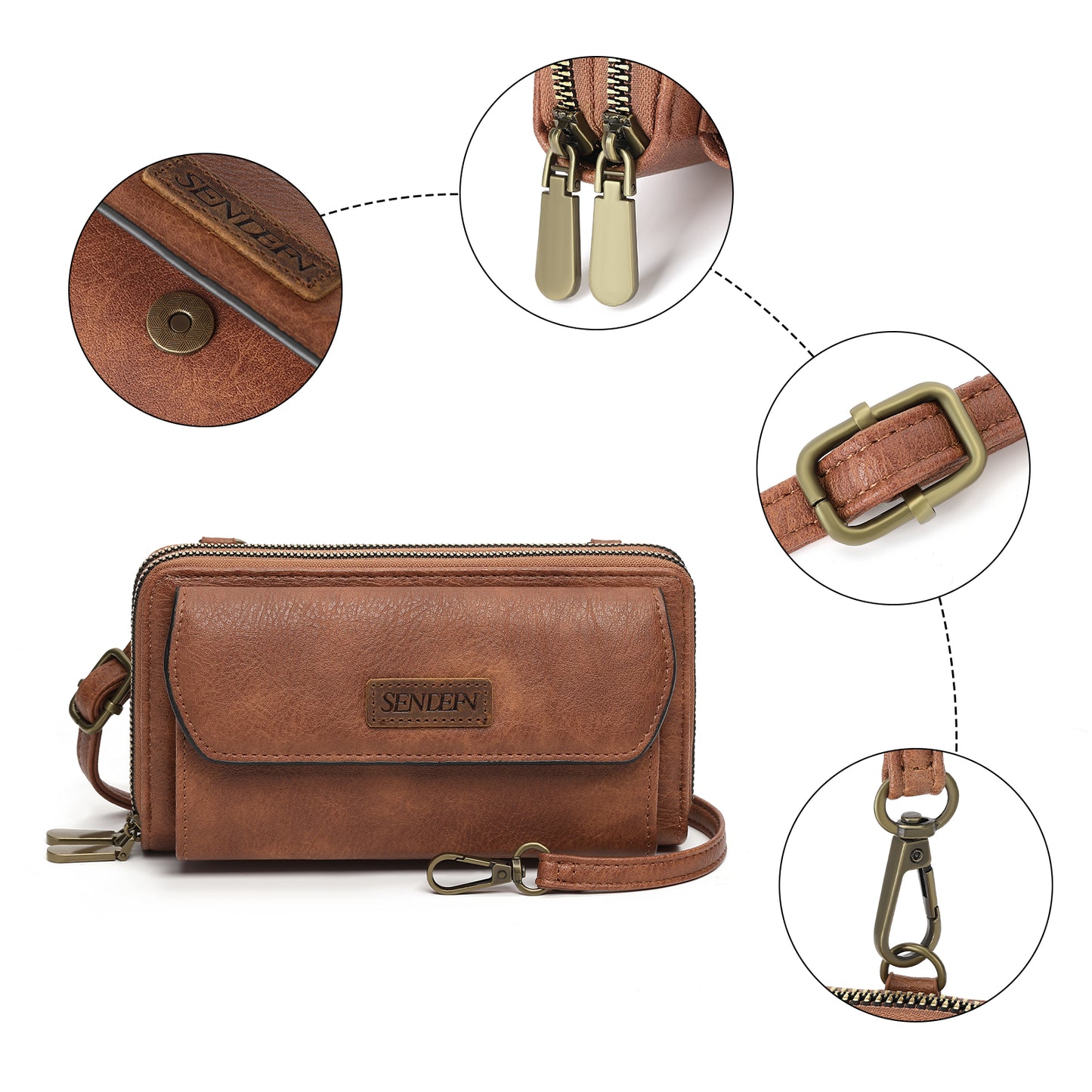 SENDEFN Small Crossbody Phone Purses for Women Vegan Leather Crossbody Bags Shoulder Handbags