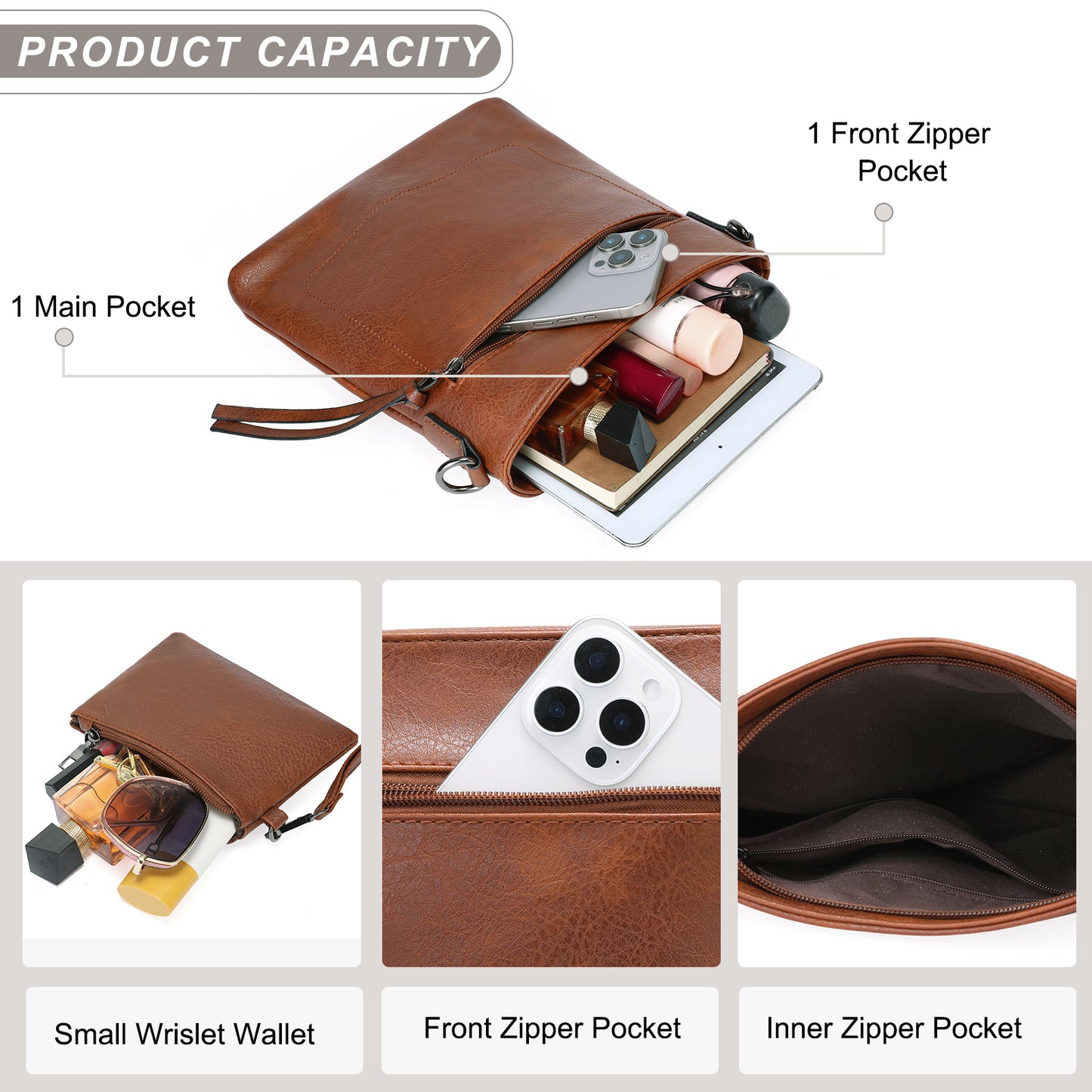 SENDEFN Real Leather Purse for Women Crossbody Bag Travel Shoulder Handbag Vintage Tassel Zipper