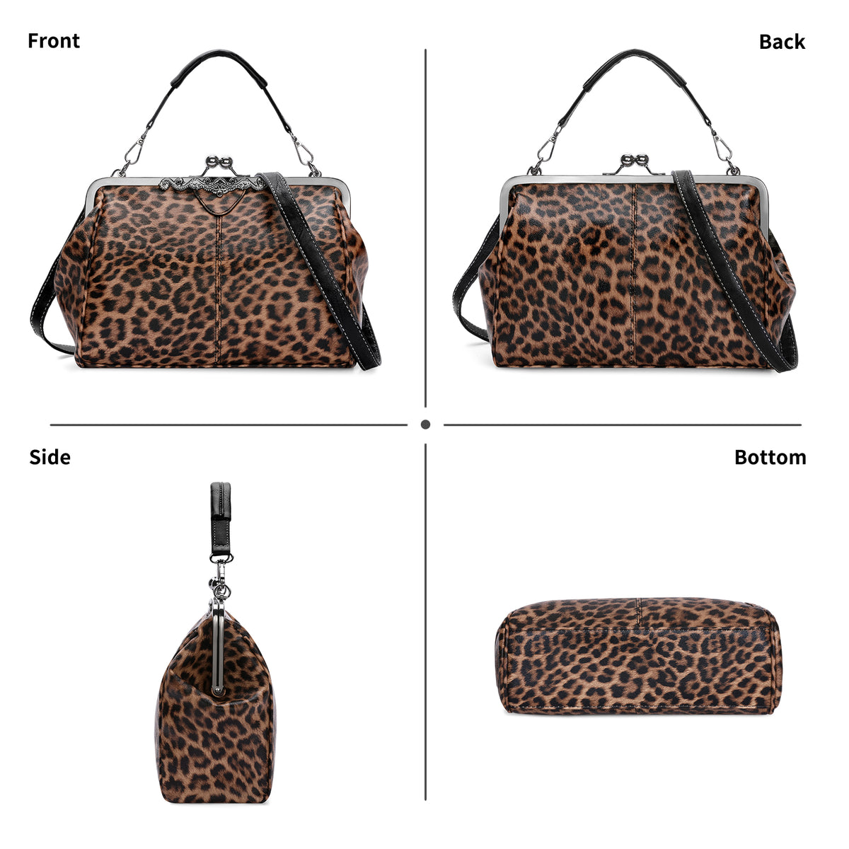 SENDEFN Handbag for Women Shoulder Bag Kiss Lock Medium Top Handle Satchel Purse Retro Crossbody Bag Evening Clutch Purses