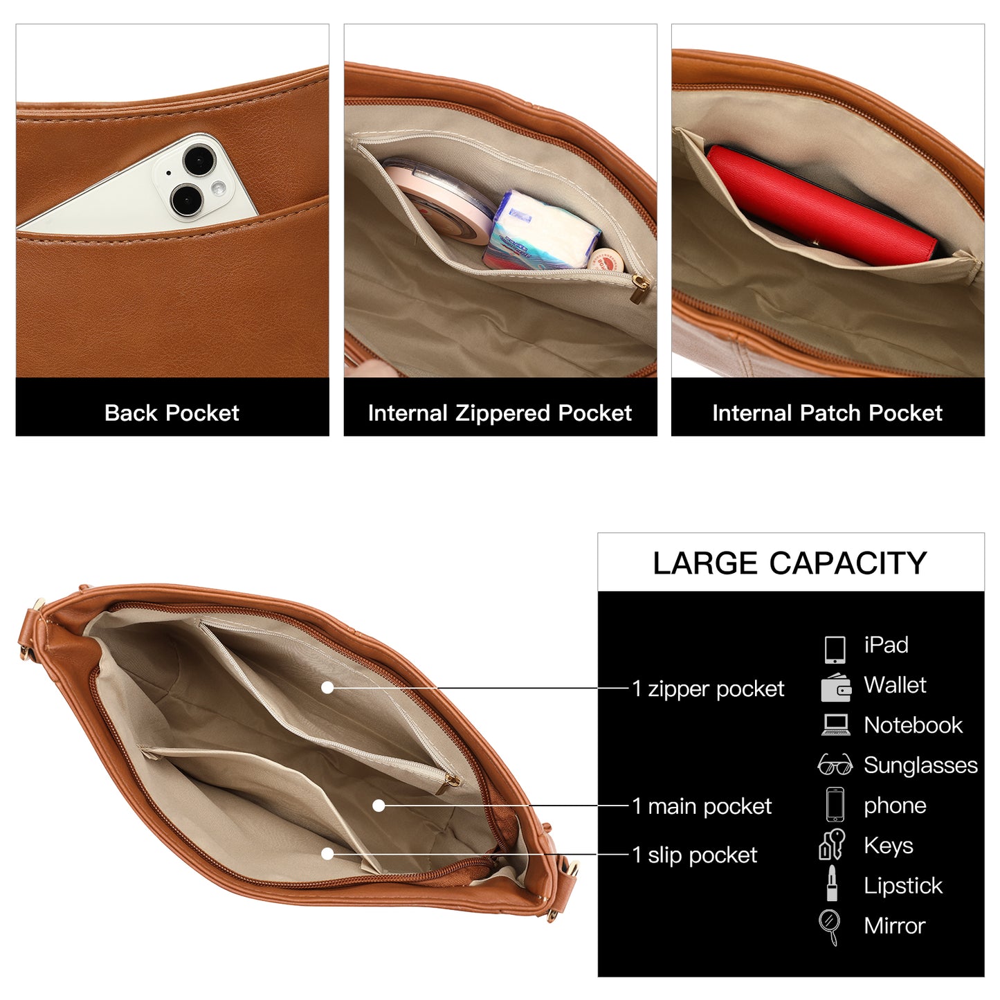 SENDEFN Small Shoulder Handbags for Women Waterproof Purse Soft Leather Crossbody Bags with Removable Shoulder Straps