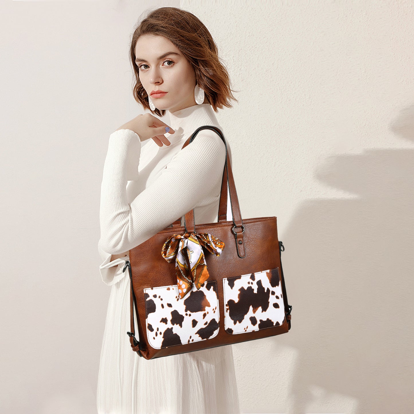 SENDEFN Women Tote Bag Handbags Leather Fashion Multiple pockets Bags with Adjustable Shoulder Strap