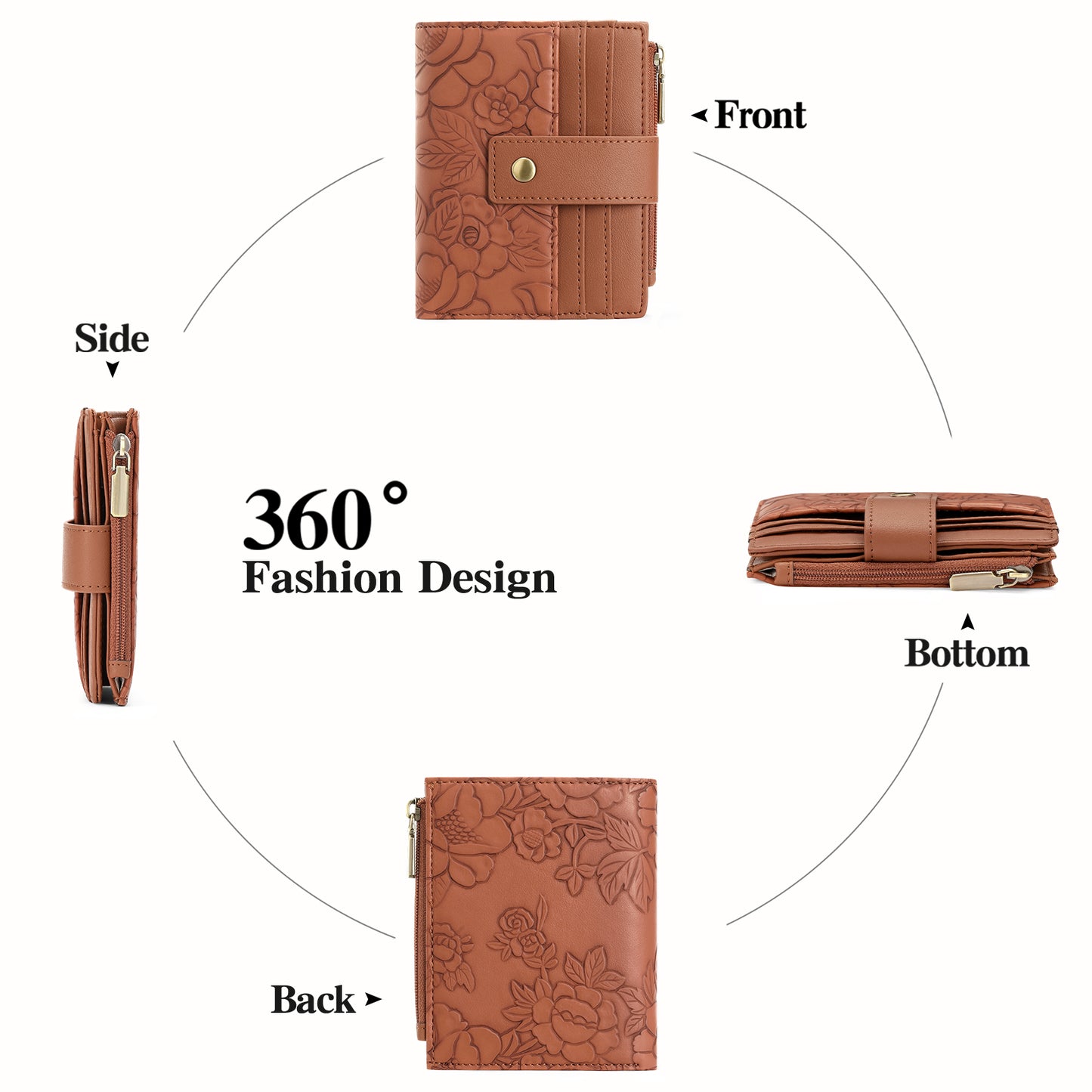 SENDEFN Wallet for Women RFID Blocking Leather Bifold Wallet Credit Card Holder for Women Ladies Small Wallet With Zipper Pocket