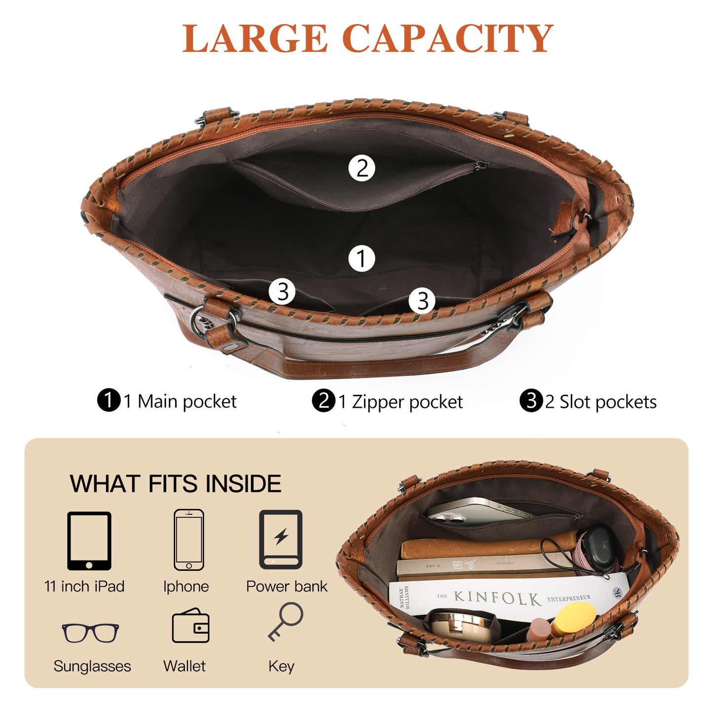 SENDEFN Purses for Women Fashion Handbags Tote Shoulder Bags Casual Crossbody Bags with Small Wallet