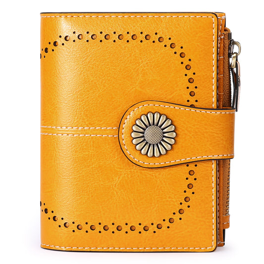 Sendefn Small Women Wallet Genuine Leather Bifold Purse RFID Blocking Card Holder