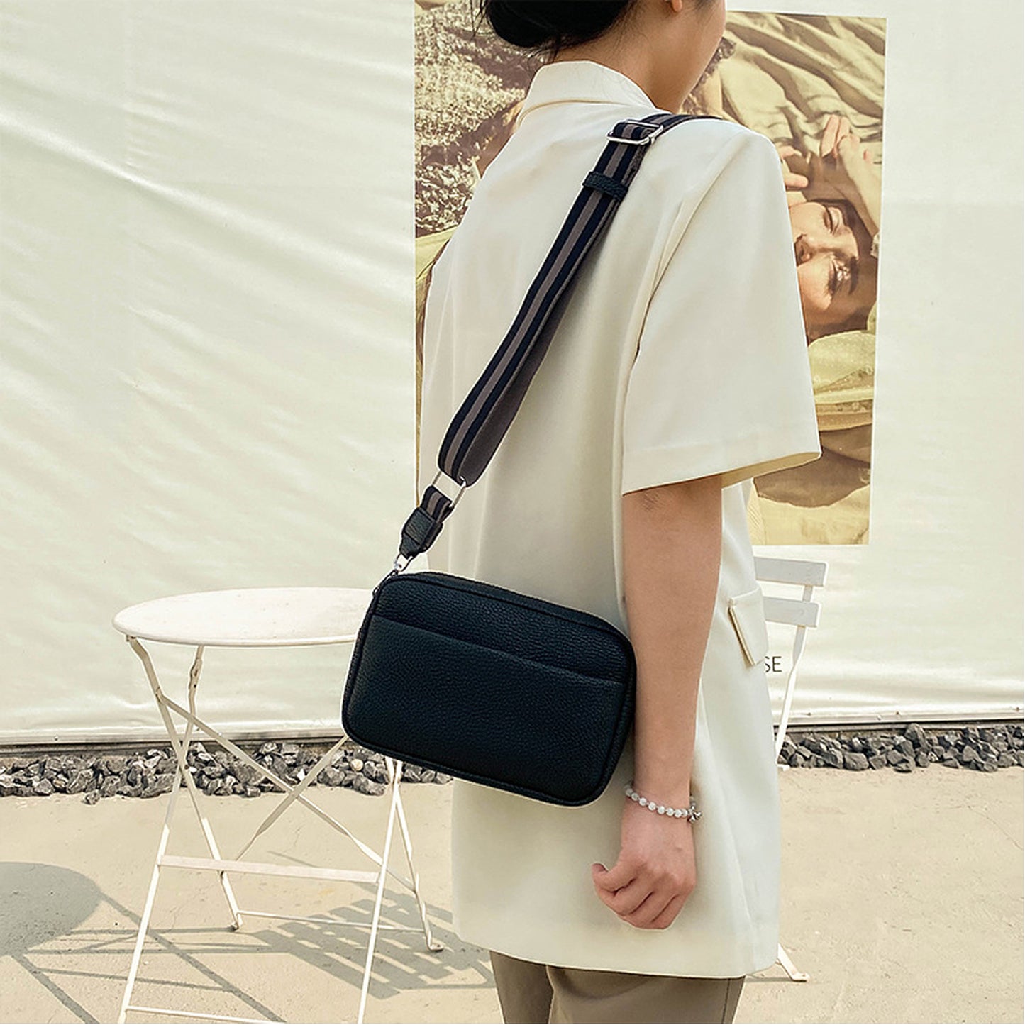 Sendefn Leather Crossbody Bag for Women,Ladies Wide Strap Shoulder Bag Small Purses and Handbags