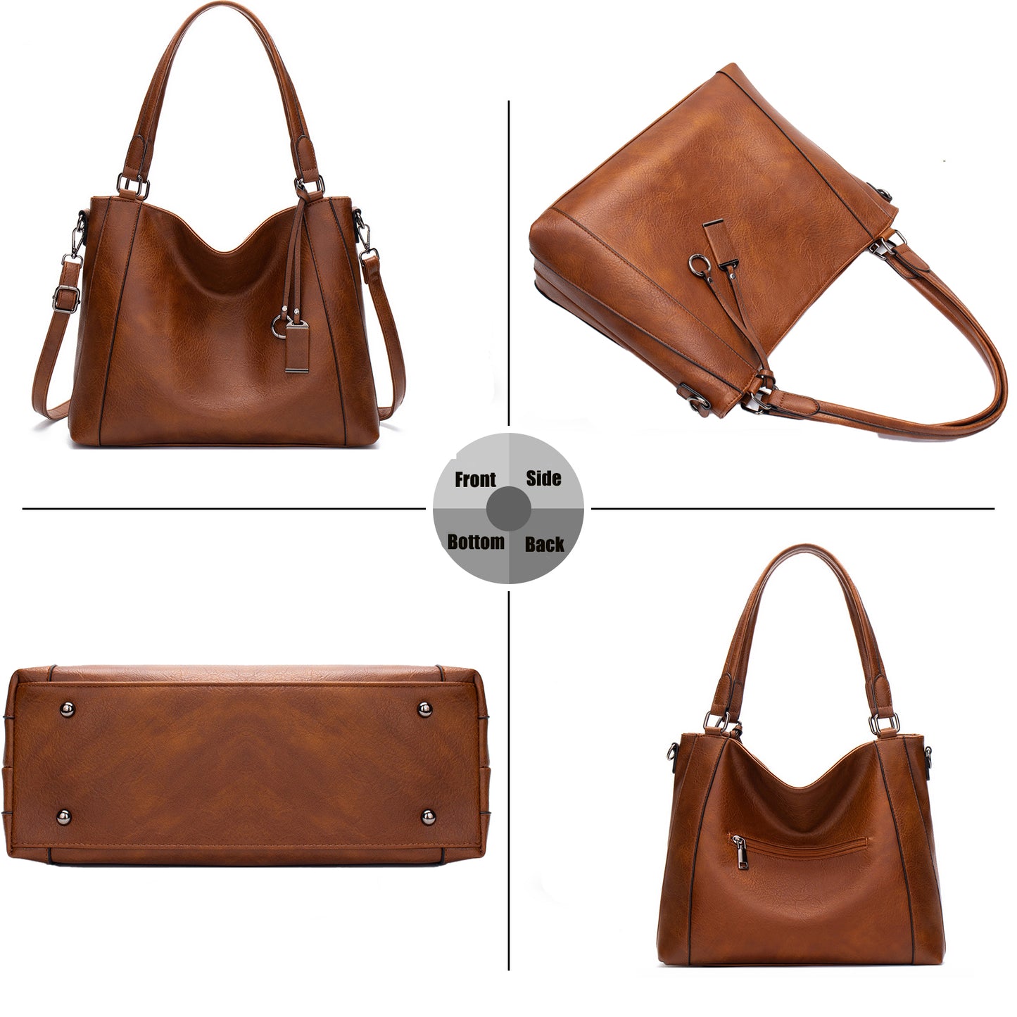 Sendefn Women Tote Bag Handbags Leather Hobo Shoulder Bags Top Handle Satchel Purse Set 2pcs