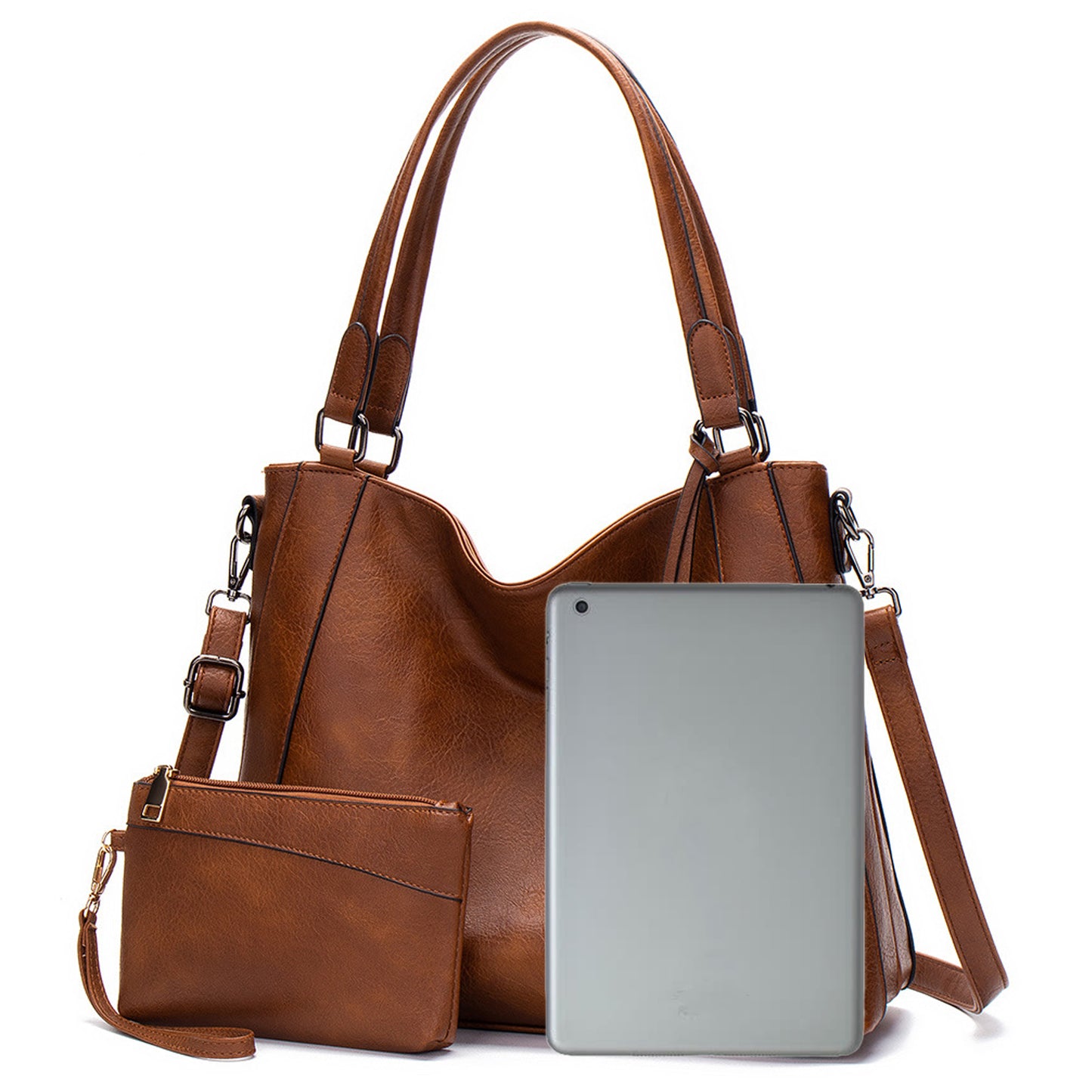 Sendefn Women Tote Bag Handbags Leather Hobo Shoulder Bags Top Handle Satchel Purse Set 2pcs
