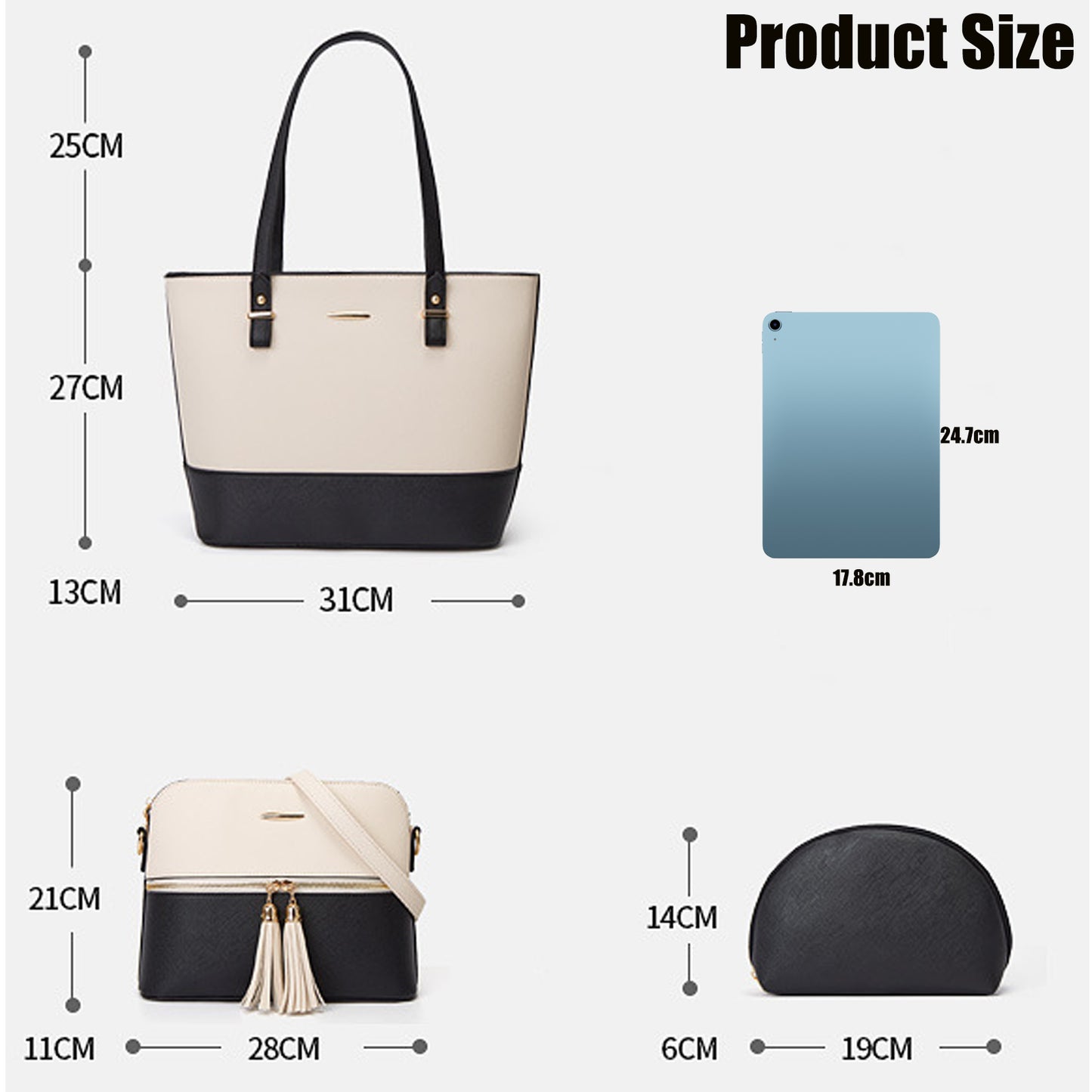 Sendefn Handbags for Women Shoulder Bags Ladies Tote Satchel Hobo 3pcs Purse Set