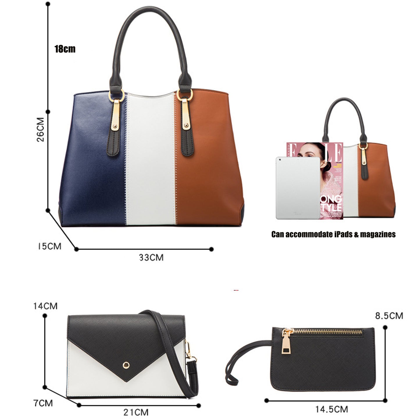 Women Handbags Wallet Tote Bag Shoulder Bag Top Handle Satchel Purse Set 4pcs