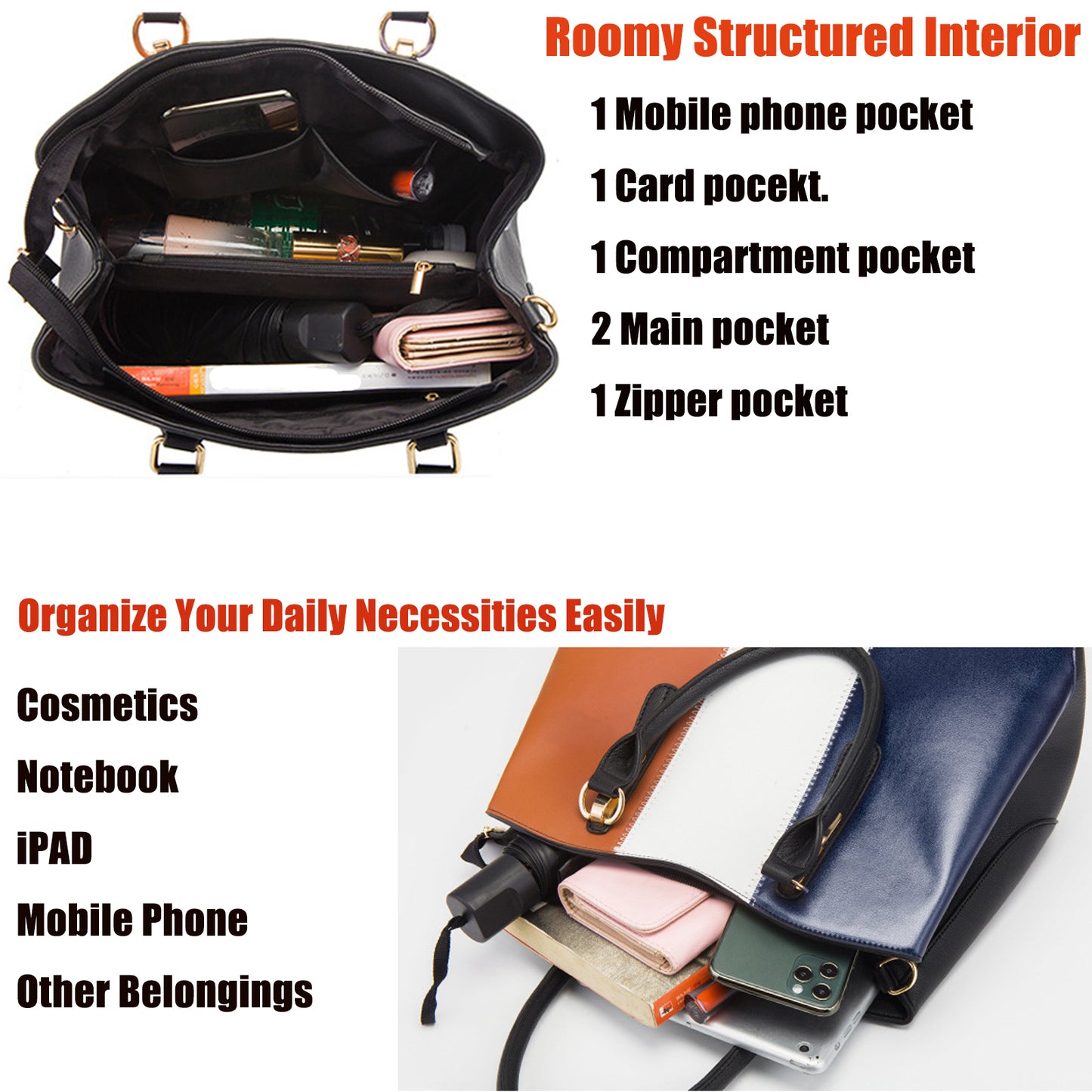Women Handbags Wallet Tote Bag Shoulder Bag Top Handle Satchel Purse Set 4pcs